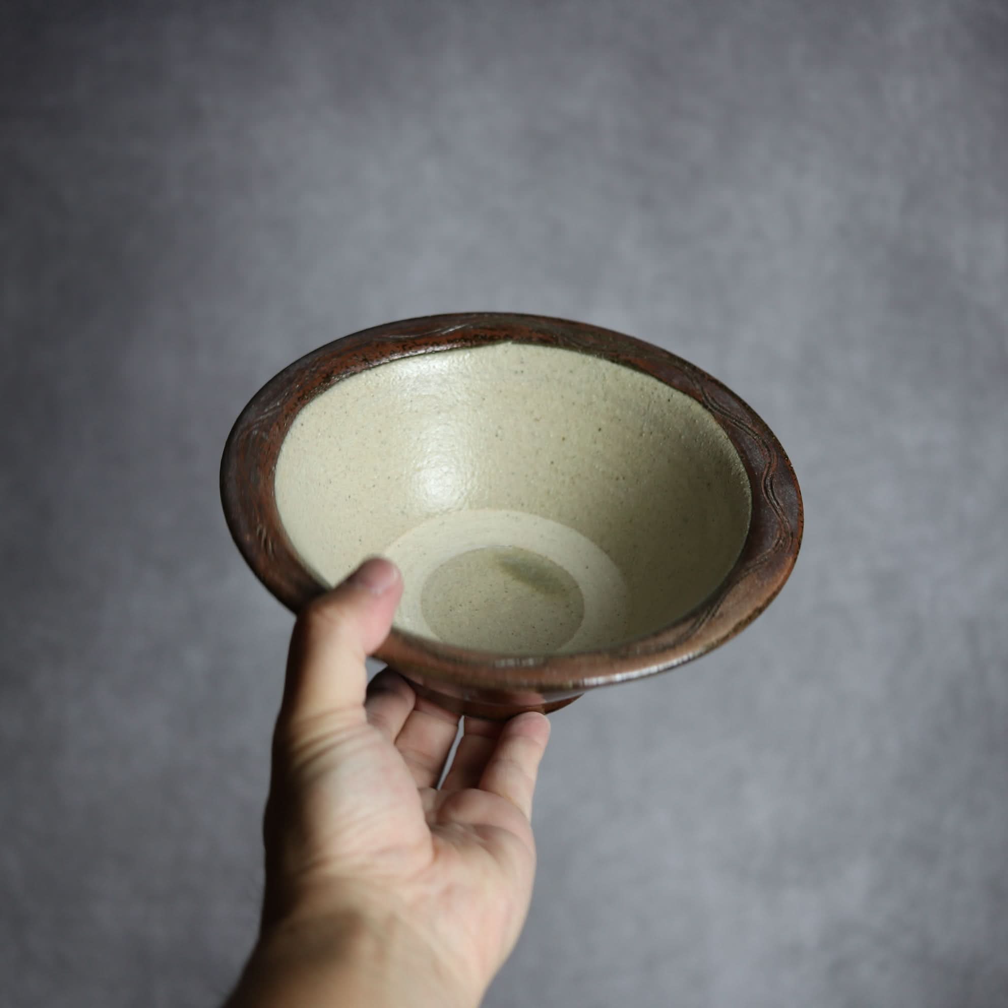 6寸ワンブー3 呉須釉 指描 波紋やちむん 陶器 北窯 宮城正享工房 やちむん 陶器.