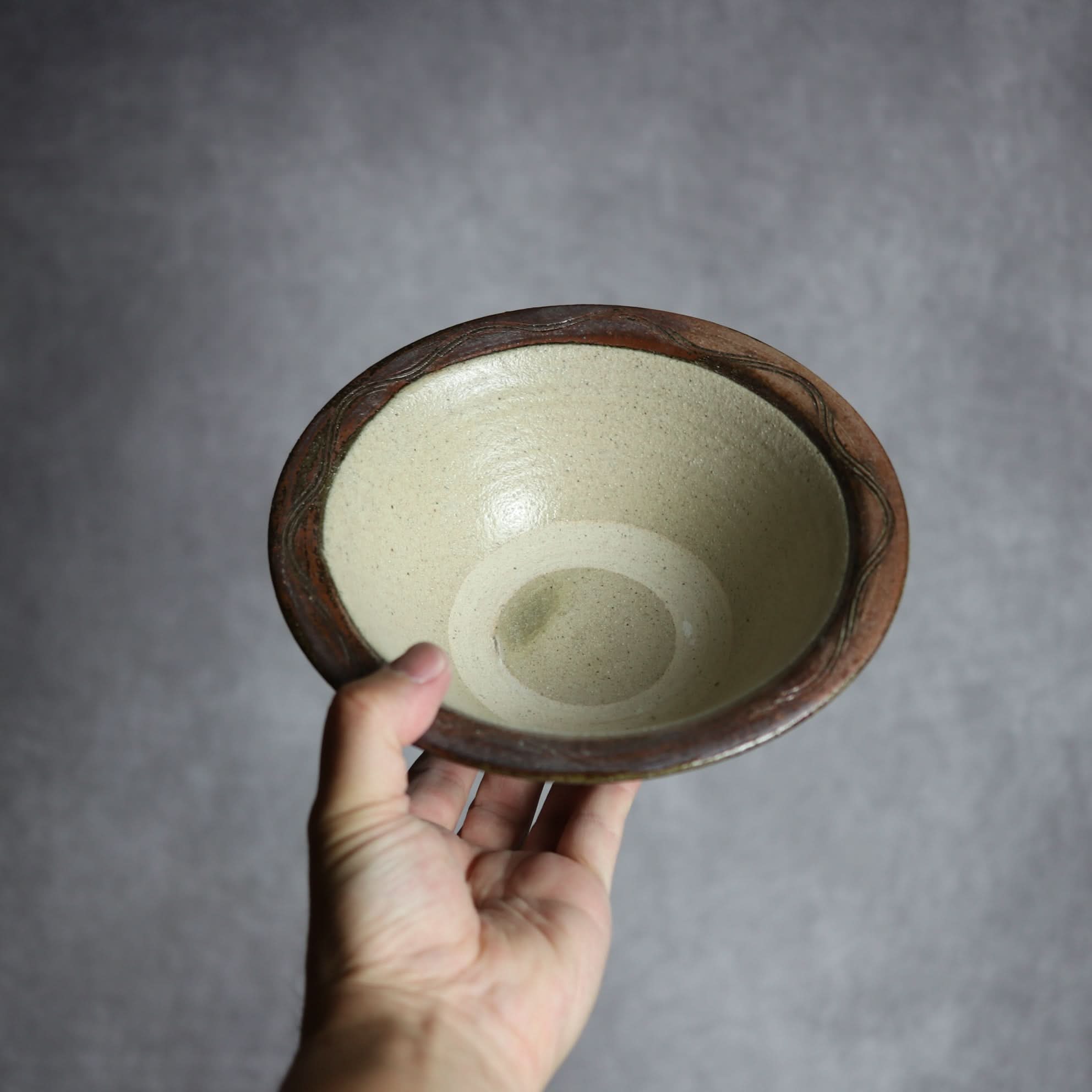 6寸ワンブー3 呉須釉 指描 波紋やちむん 陶器 北窯 宮城正享工房 やちむん 陶器.