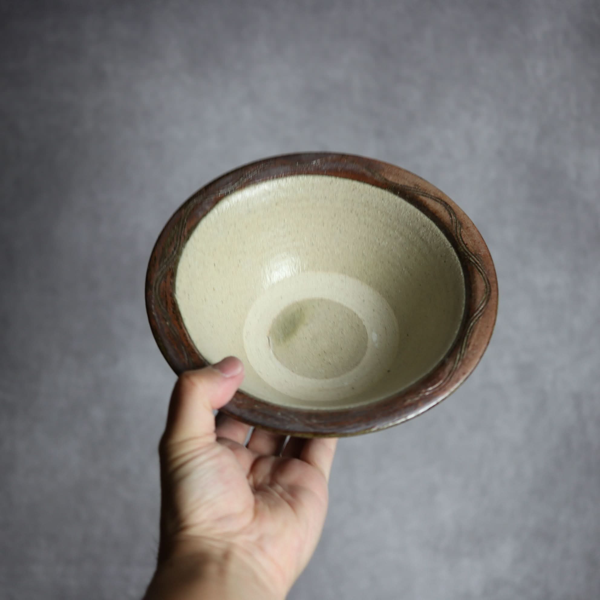 6寸ワンブー3 呉須釉 指描 波紋やちむん 陶器 北窯 宮城正享工房 やちむん 陶器.