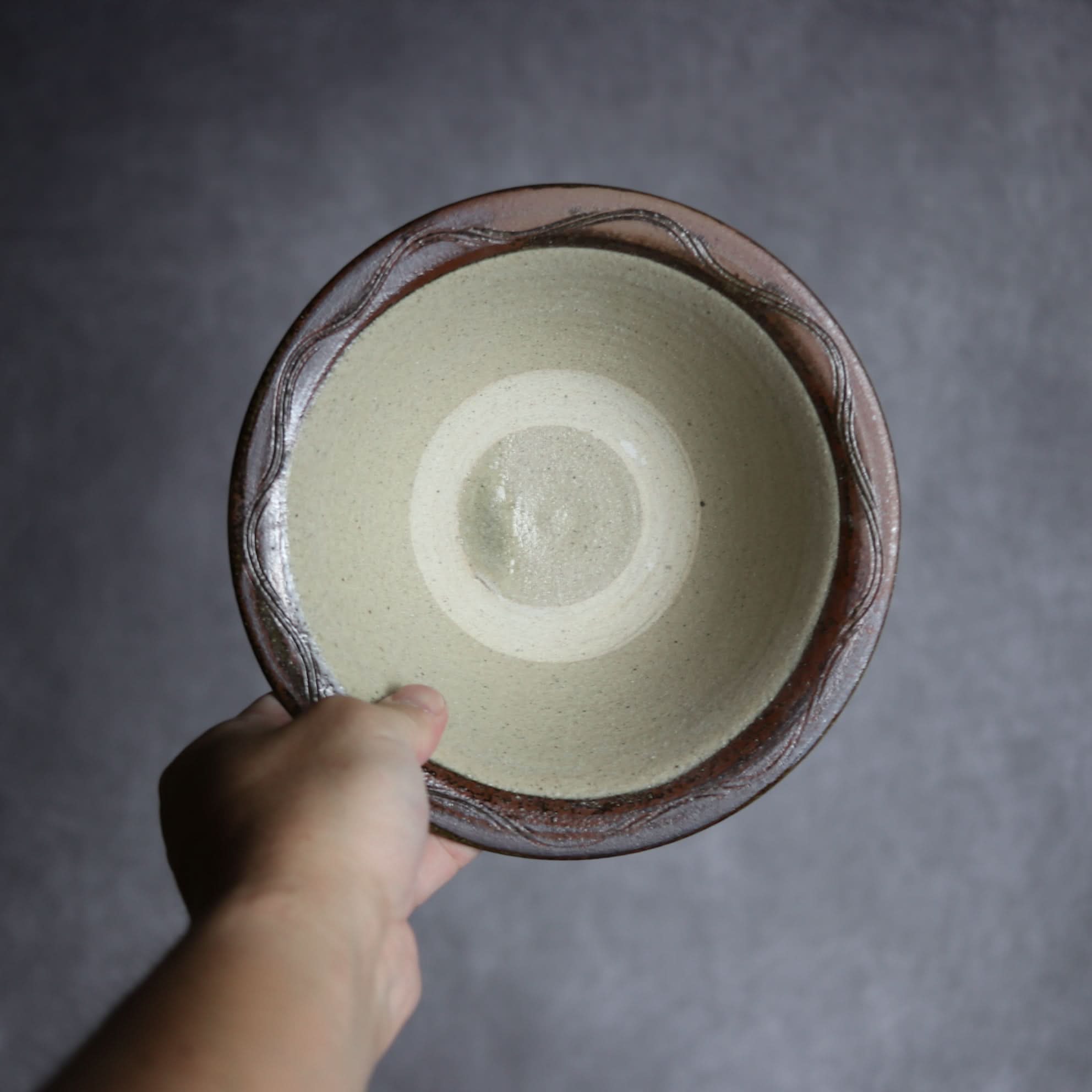 6寸ワンブー3 呉須釉 指描 波紋やちむん 陶器 北窯 宮城正享工房 やちむん 陶器.