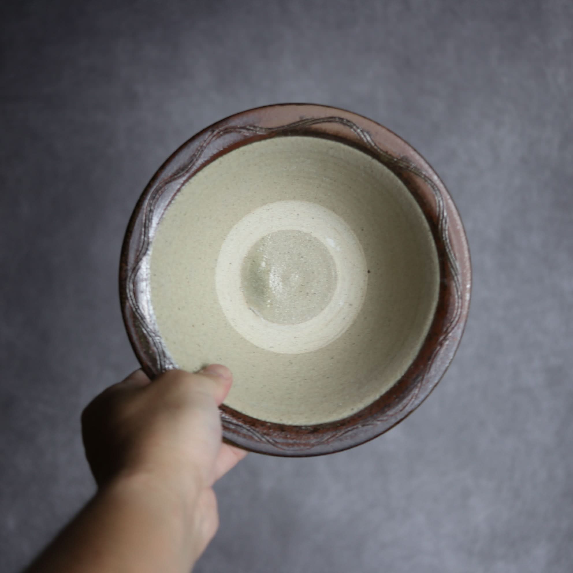 6寸ワンブー3 呉須釉 指描 波紋やちむん 陶器 北窯 宮城正享工房 やちむん 陶器.