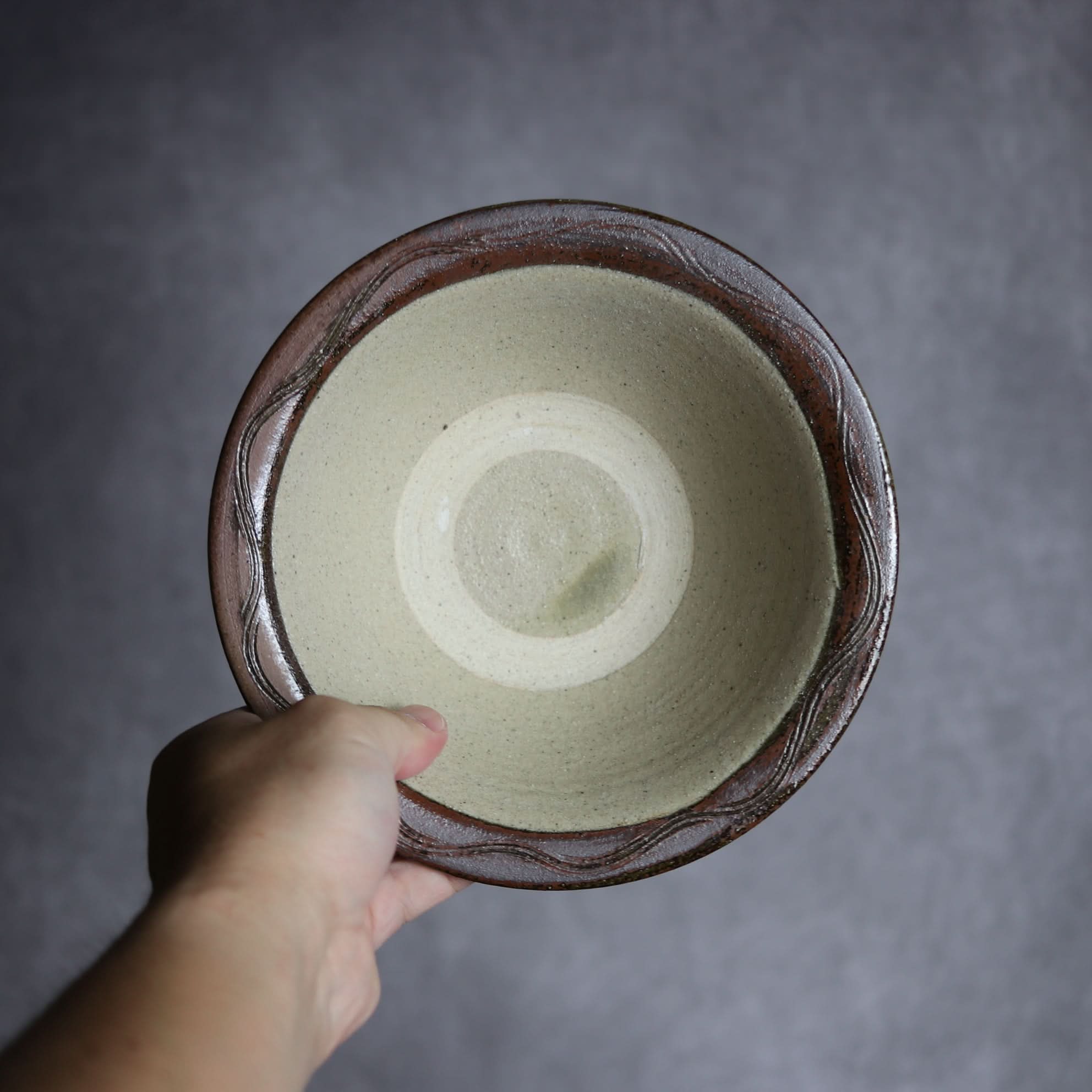 6寸ワンブー3 呉須釉 指描 波紋やちむん 陶器 北窯 宮城正享工房 やちむん 陶器.