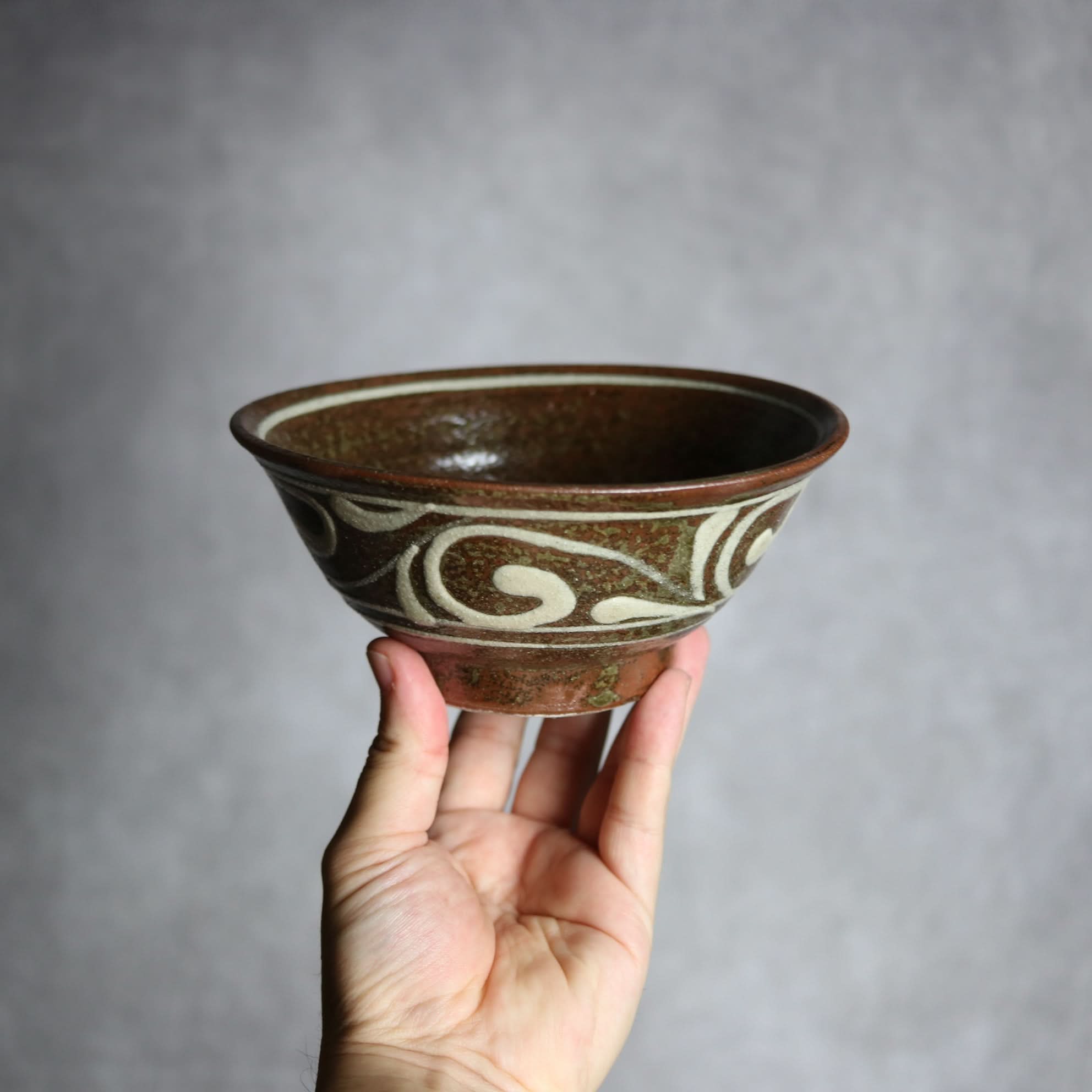 5寸マカイ2 イッチン 唐草 やちむん 陶器 栄一工房 やちむん 陶器.