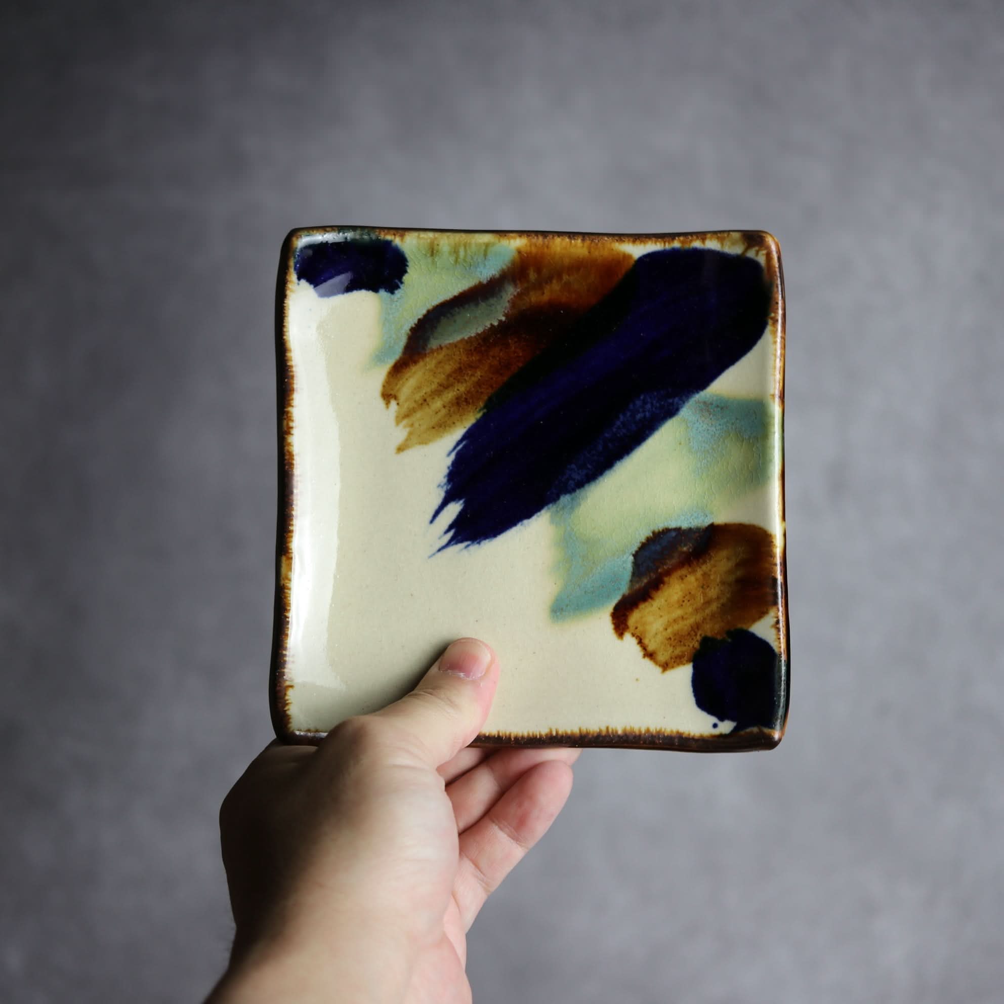 デザートプレート1 ライン紋 やちむん 陶器 エドメ陶房 やちむん 陶器.