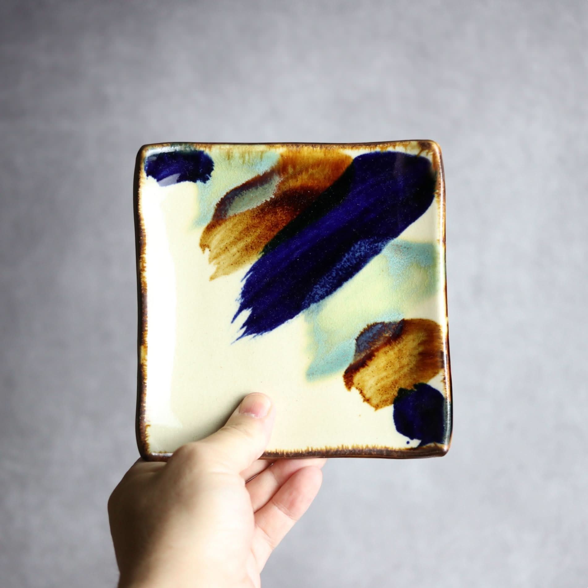 デザートプレート1 ライン紋 やちむん 陶器 エドメ陶房 やちむん 陶器.