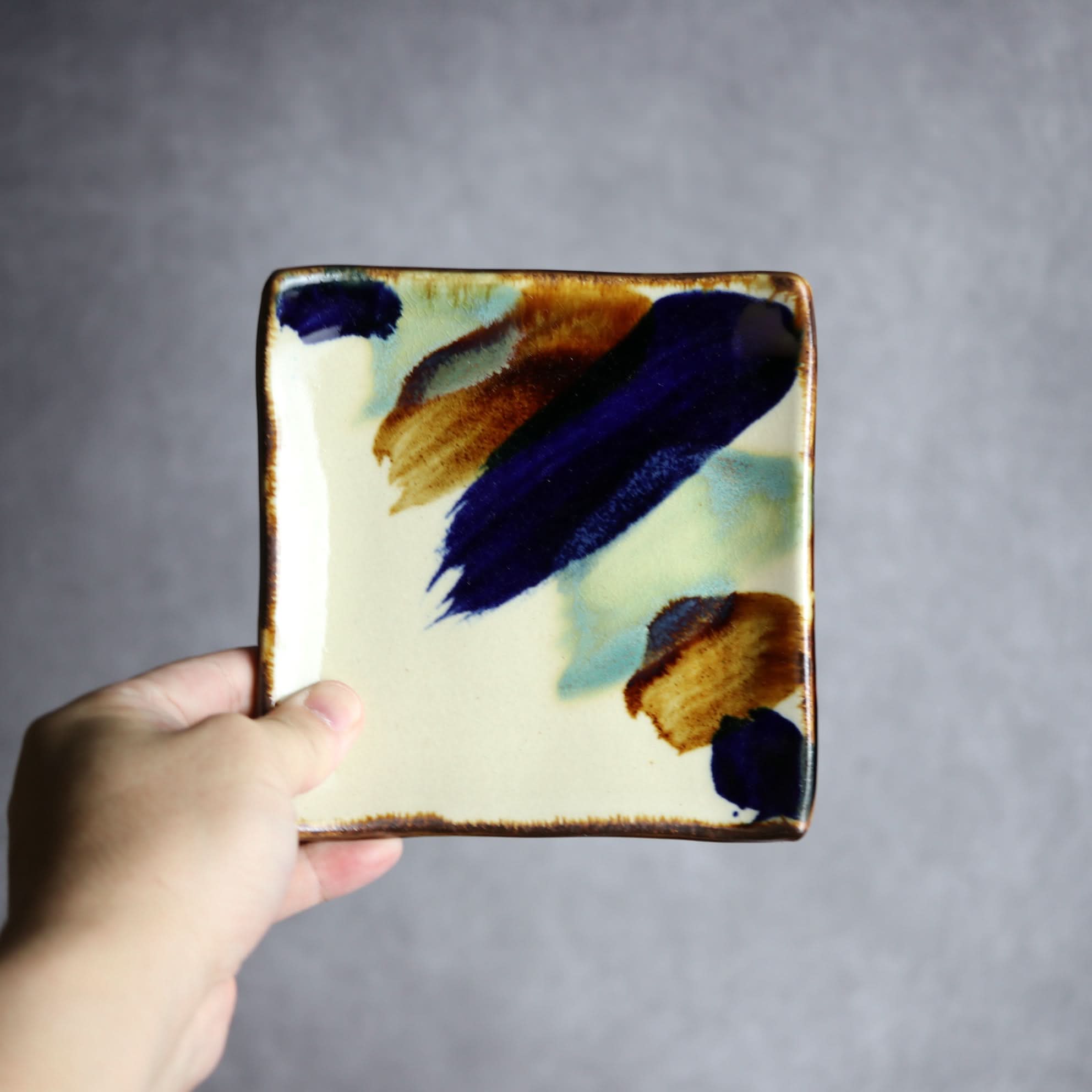 デザートプレート1 ライン紋 やちむん 陶器 エドメ陶房 やちむん 陶器.