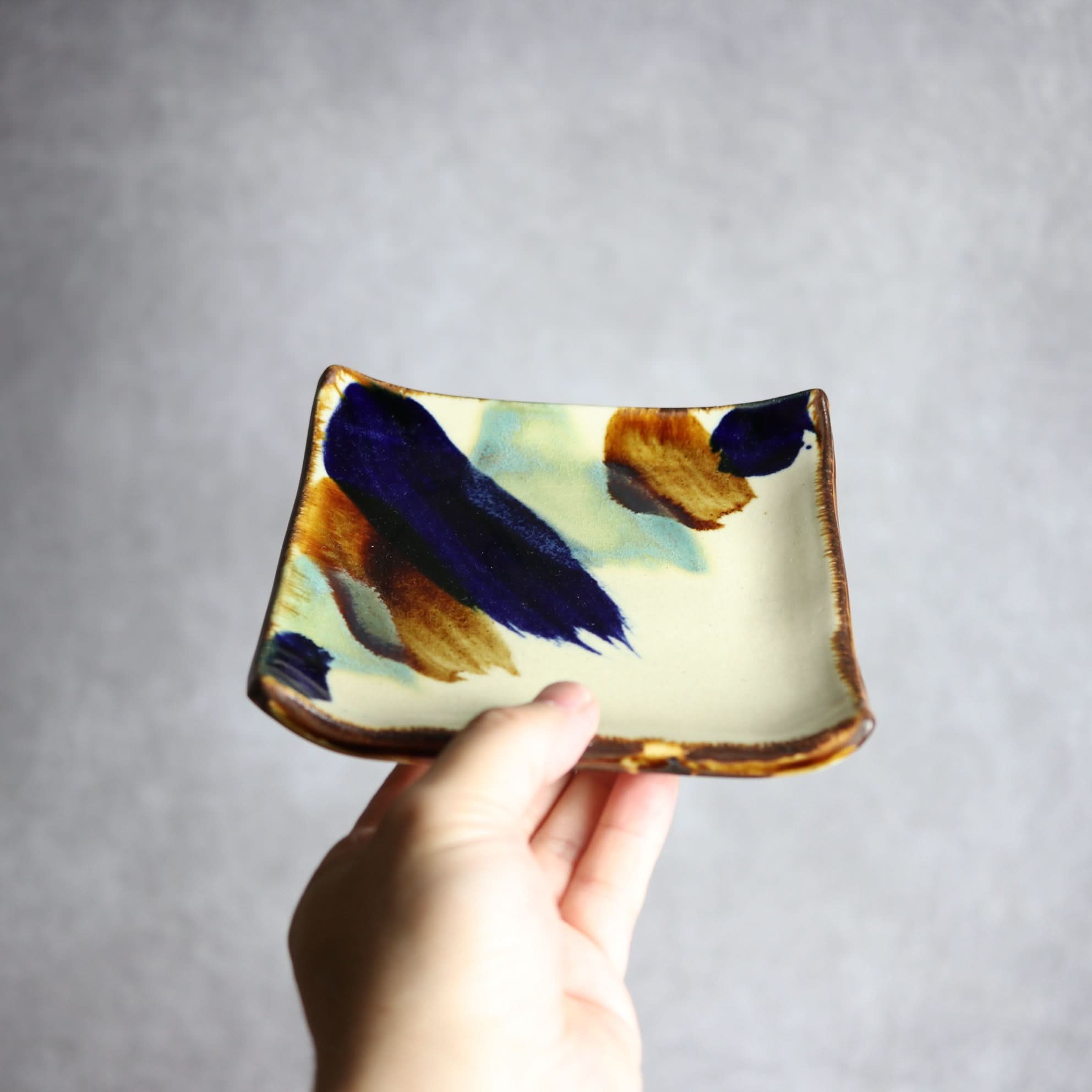 デザートプレート1 ライン紋 やちむん 陶器 エドメ陶房 やちむん 陶器.