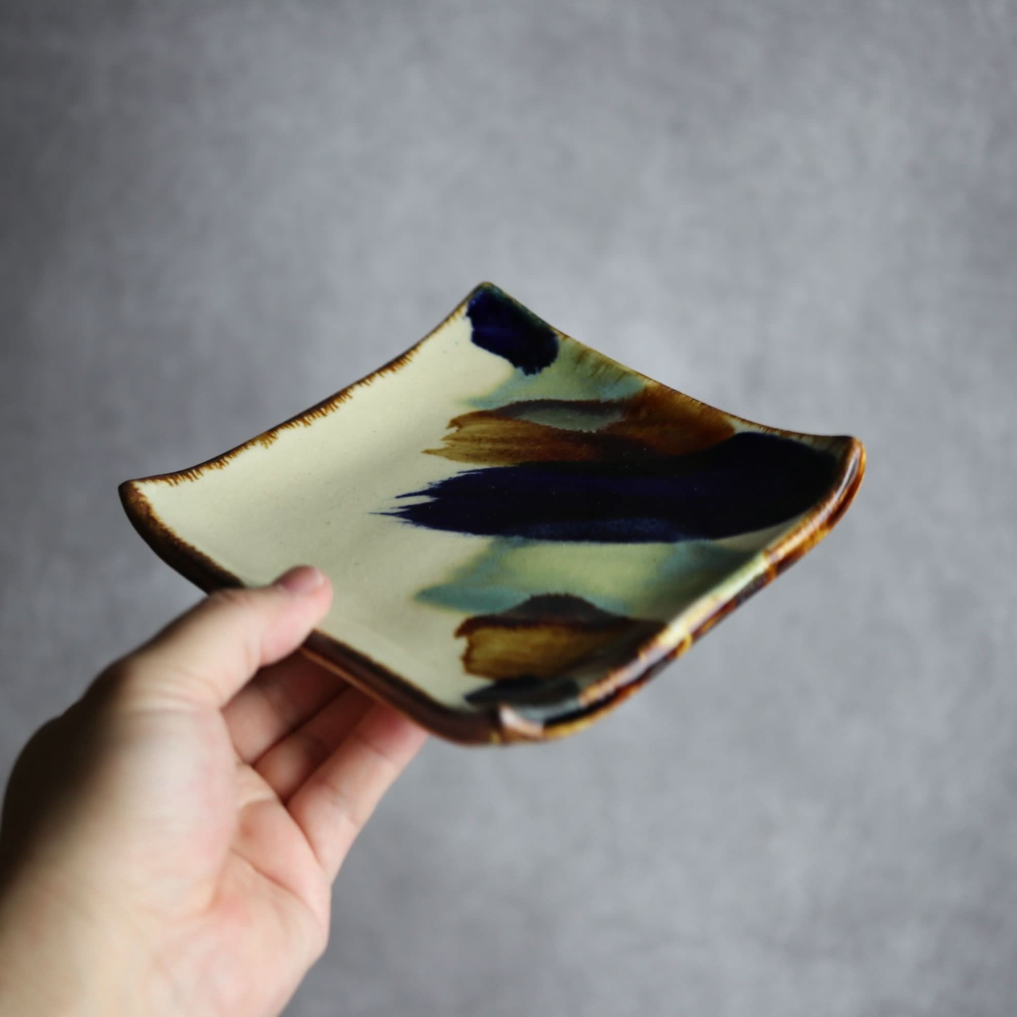 デザートプレート1 ライン紋 やちむん 陶器 エドメ陶房 やちむん 陶器.