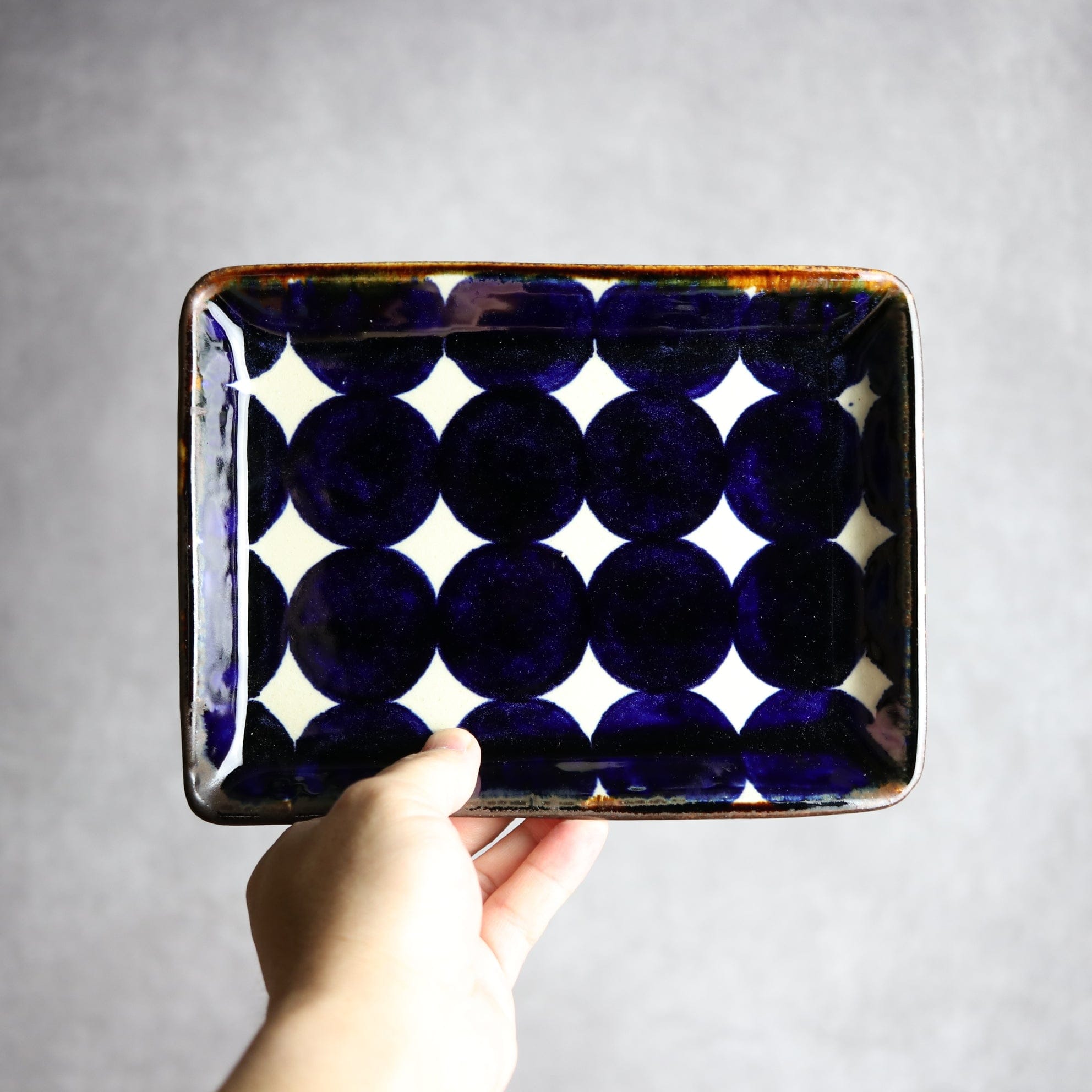 角皿1 青ドット紋 やちむん 陶器 エドメ陶房 やちむん 陶器.