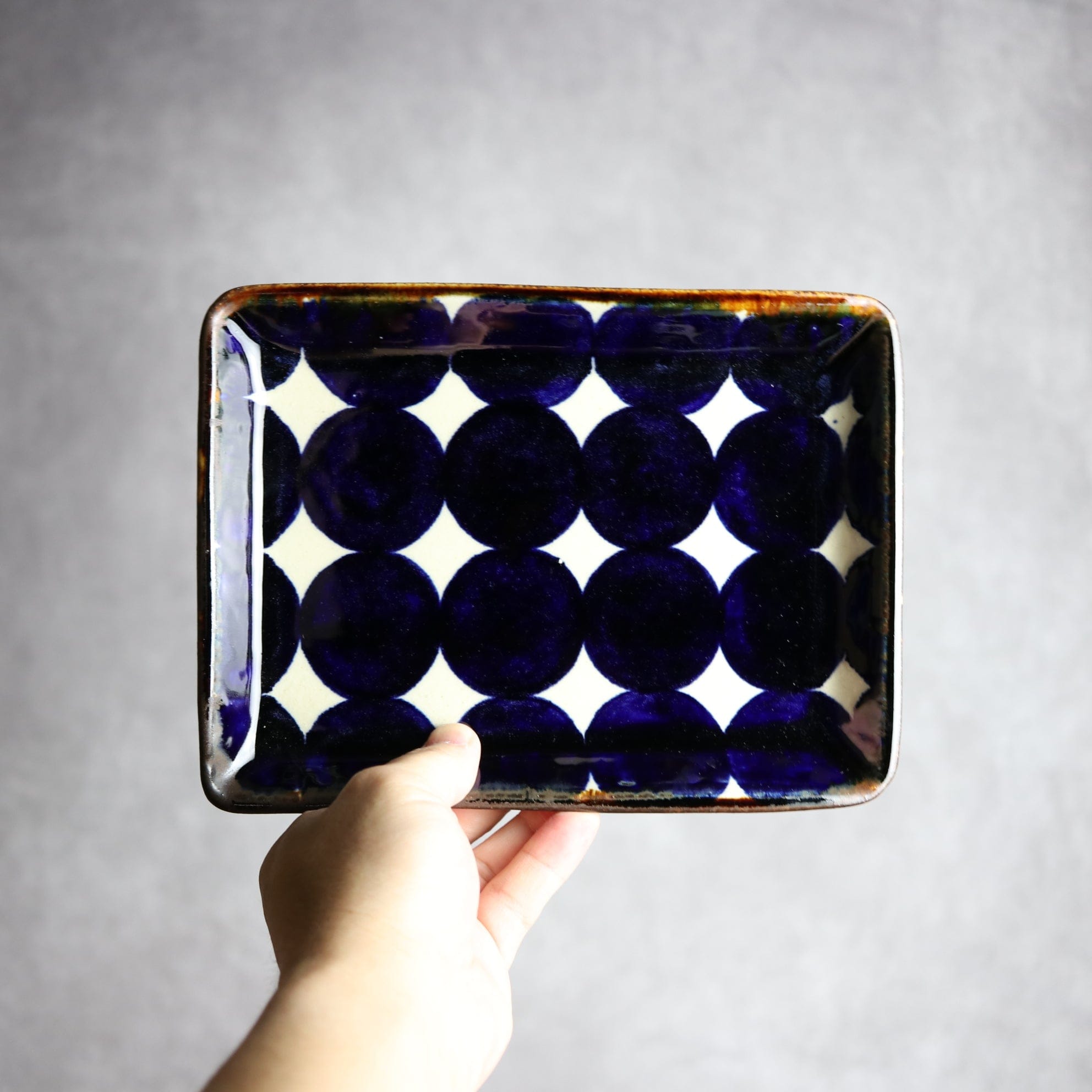 角皿1 青ドット紋 やちむん 陶器 エドメ陶房 やちむん 陶器.