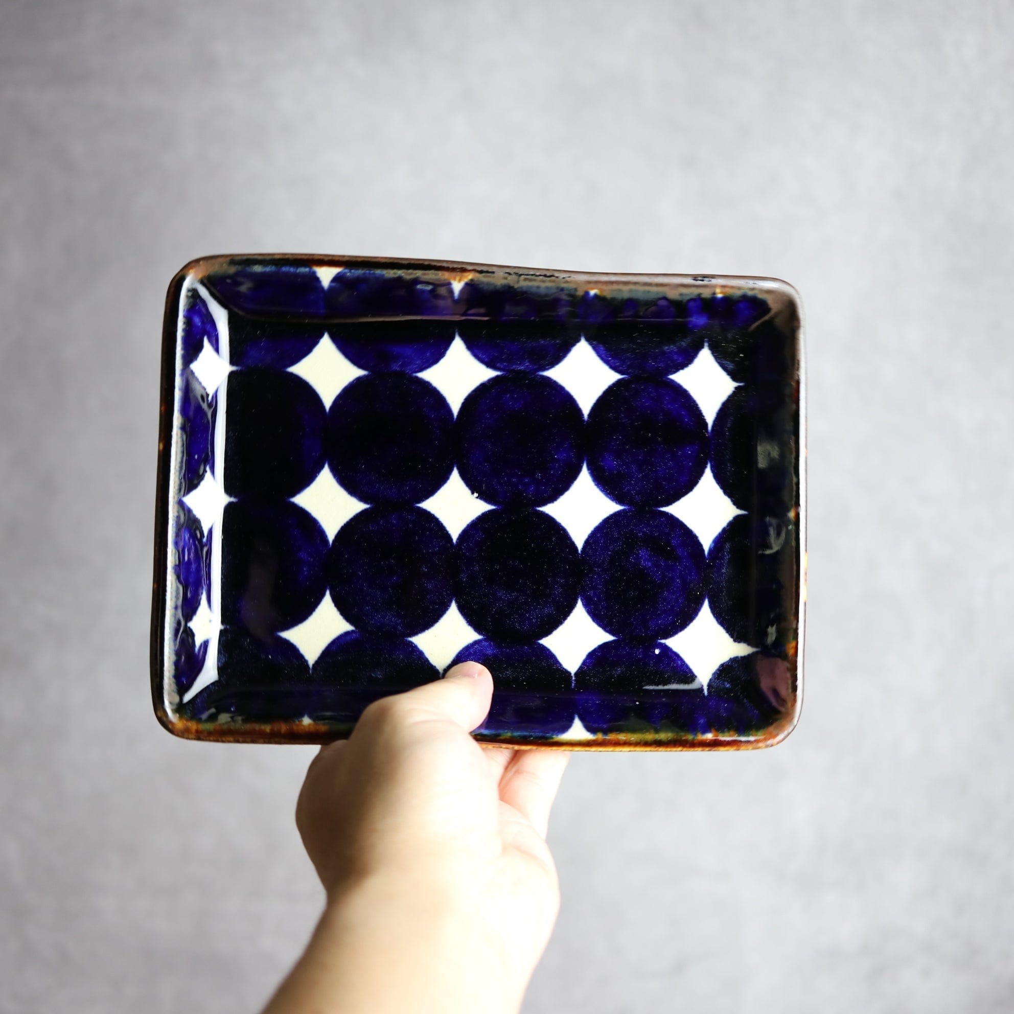 角皿1 青ドット紋 やちむん 陶器 エドメ陶房 やちむん 陶器.