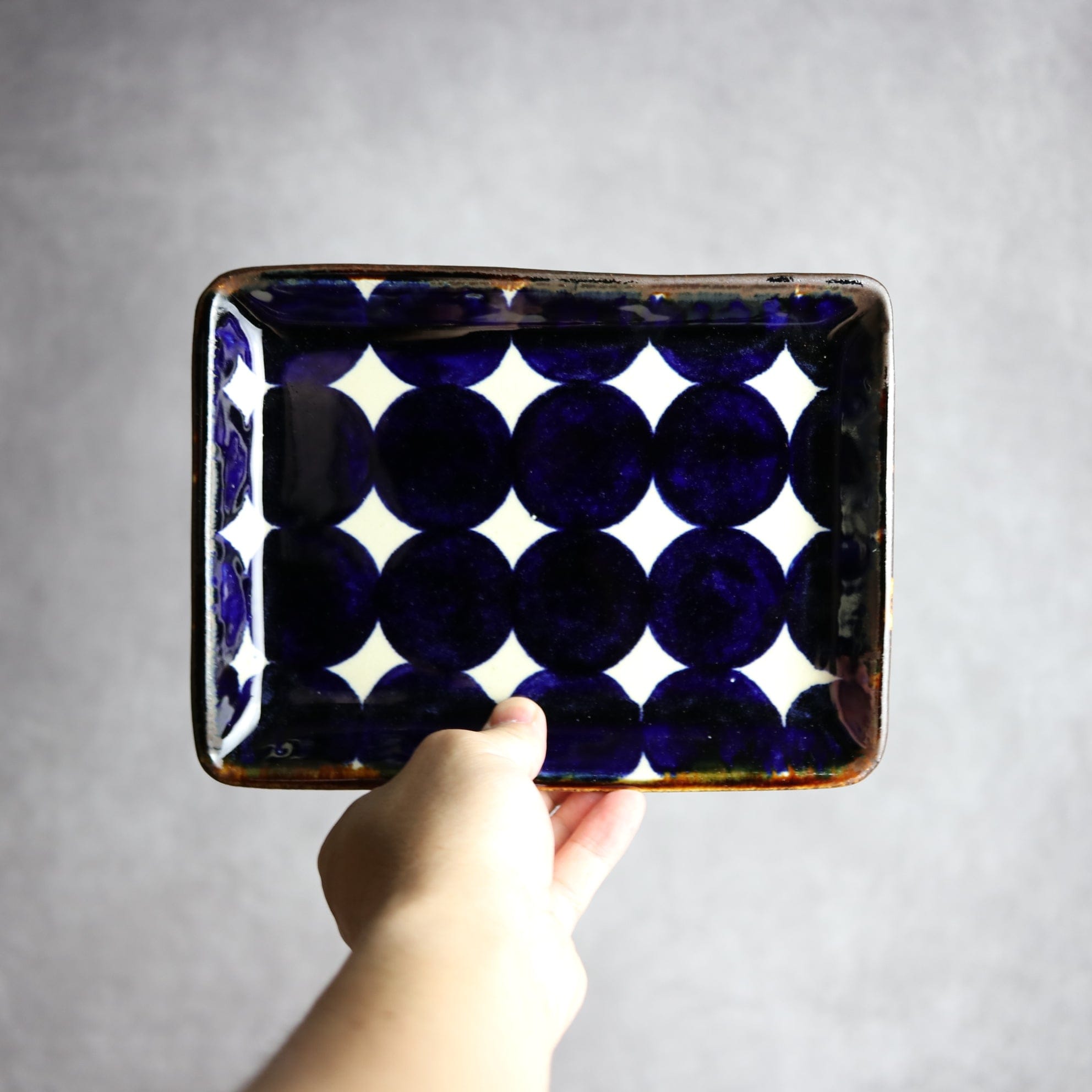 角皿1 青ドット紋 やちむん 陶器 エドメ陶房 やちむん 陶器.