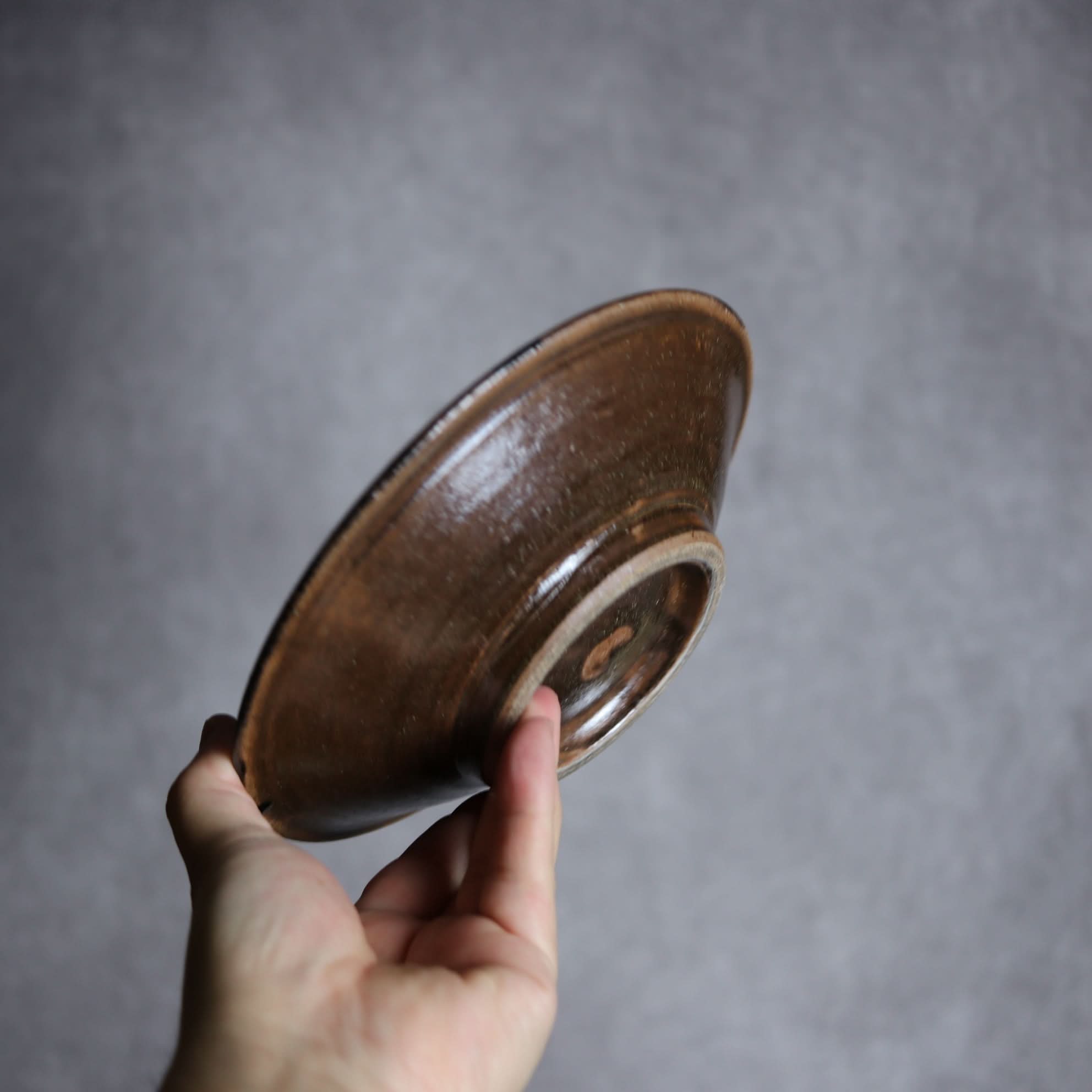 6寸皿1 飴 呉須釉 縁線描やちむん 陶器 いずみ窯 島袋工房 やちむん 陶器.