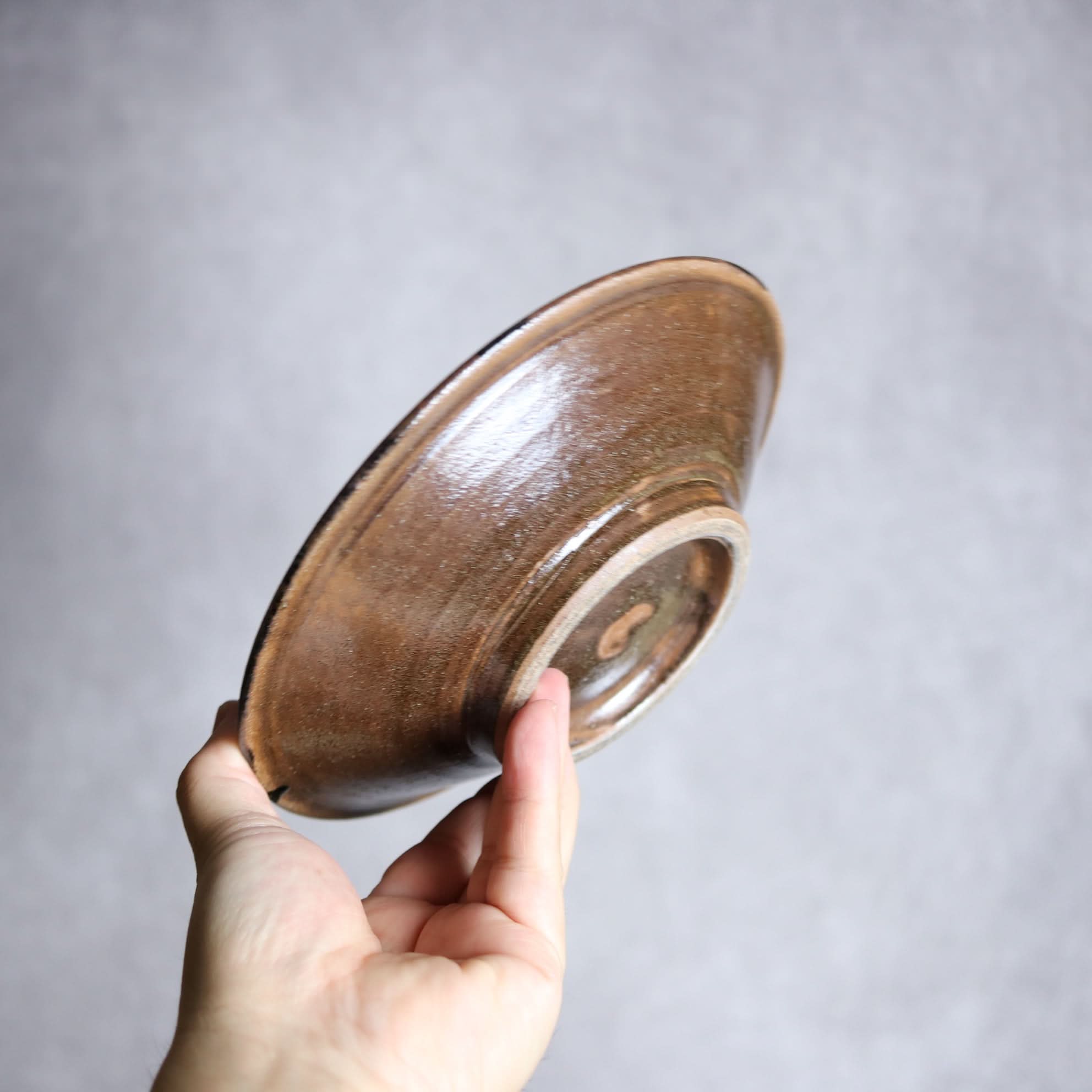 6寸皿1 飴 呉須釉 縁線描やちむん 陶器 いずみ窯 島袋工房 やちむん 陶器.