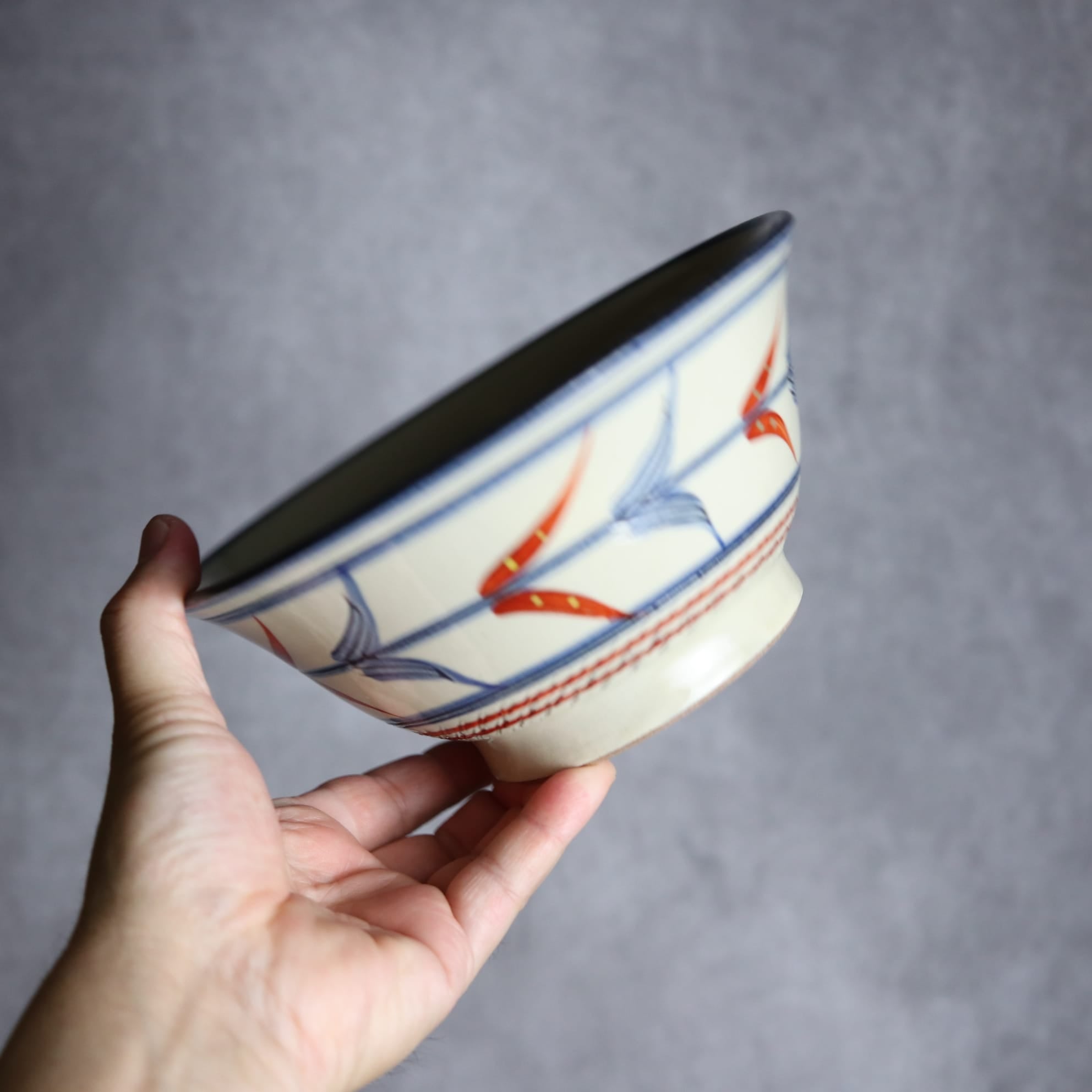 6寸マカイ 赤絵ブーゲンビリア やちむん 陶器 陶眞窯