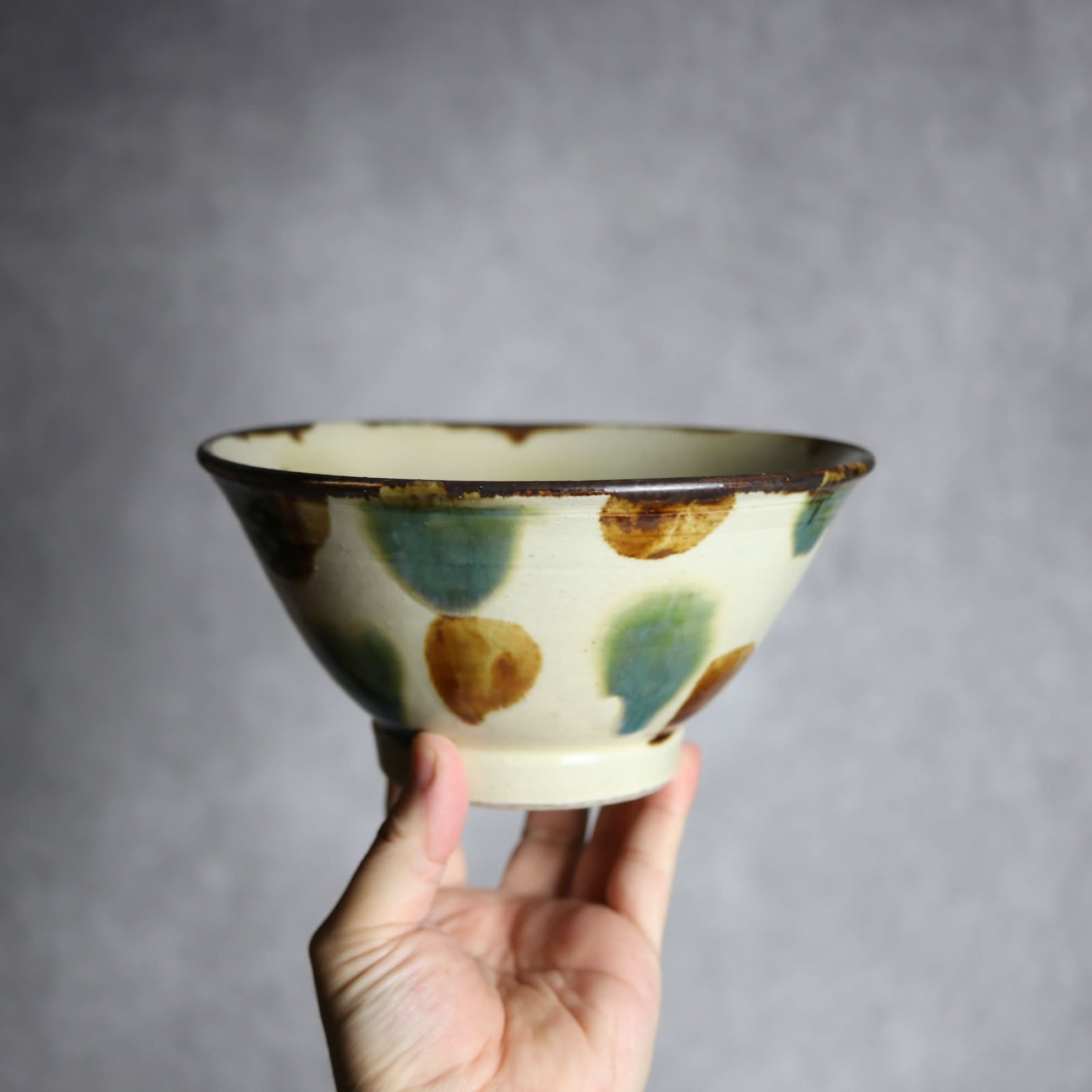 6寸マカイ1 三彩 点打やちむん 陶器 いずみ窯 島袋工房 やちむん 陶器.