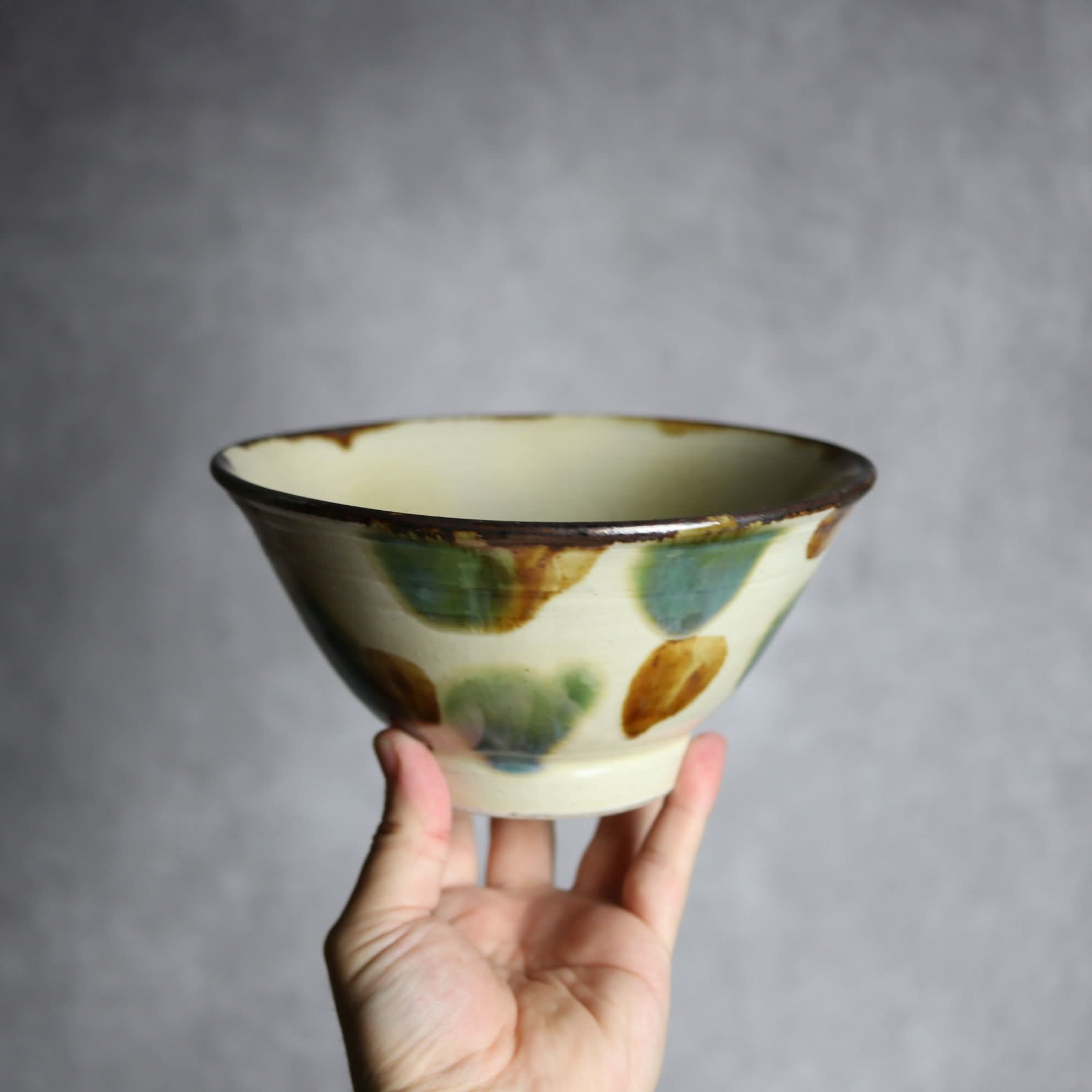 6寸マカイ1 三彩 点打やちむん 陶器 いずみ窯 島袋工房 やちむん 陶器.