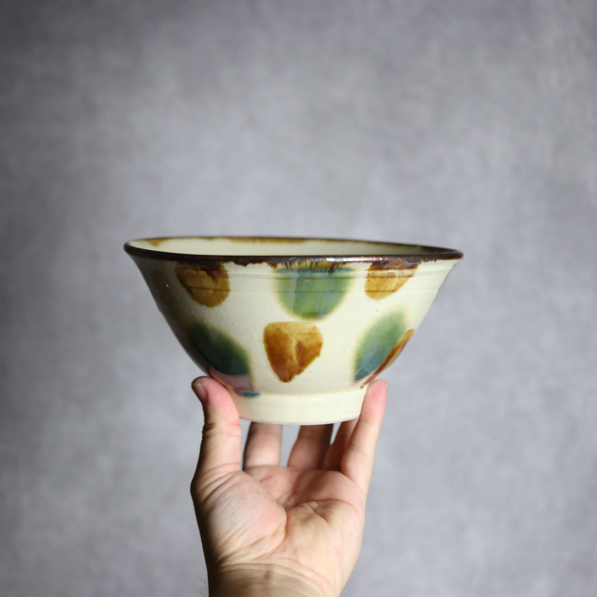 6寸マカイ1 三彩 点打やちむん 陶器 いずみ窯 島袋工房 やちむん 陶器.