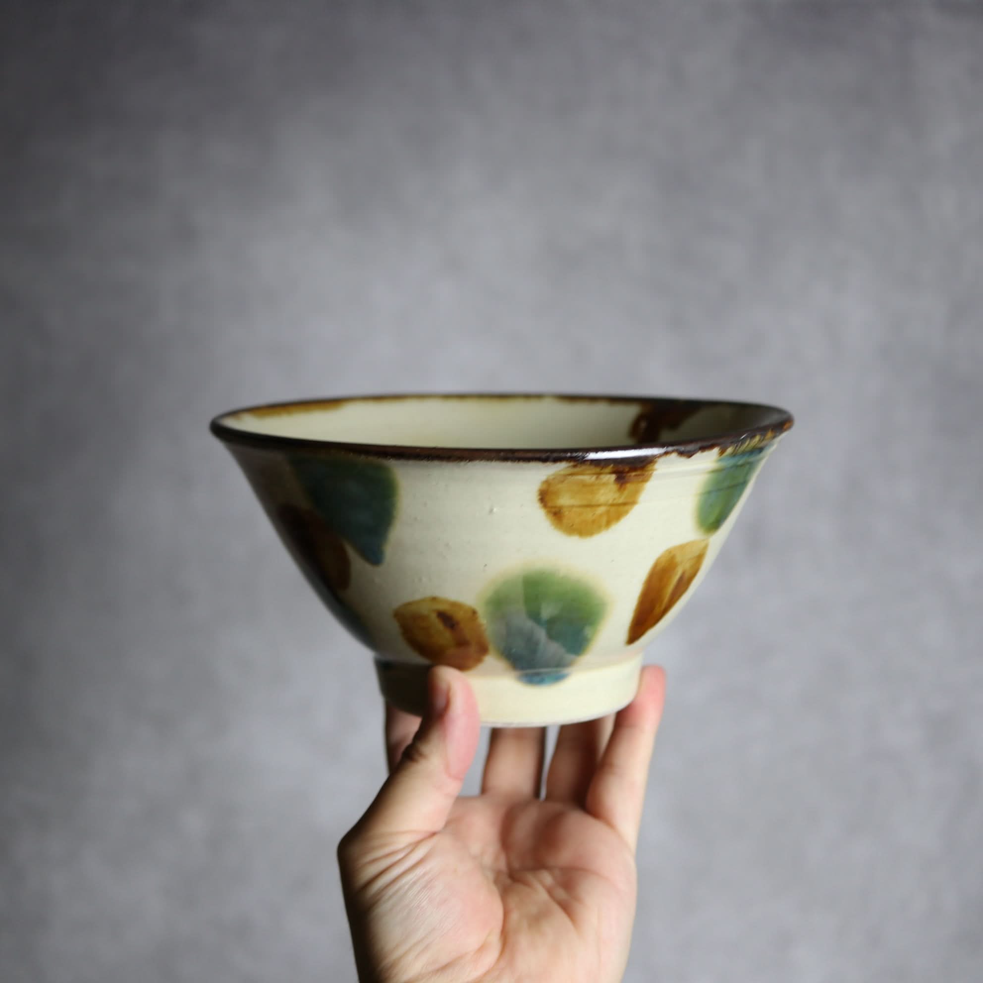 6寸マカイ1 三彩 点打やちむん 陶器 いずみ窯 島袋工房 やちむん 陶器.