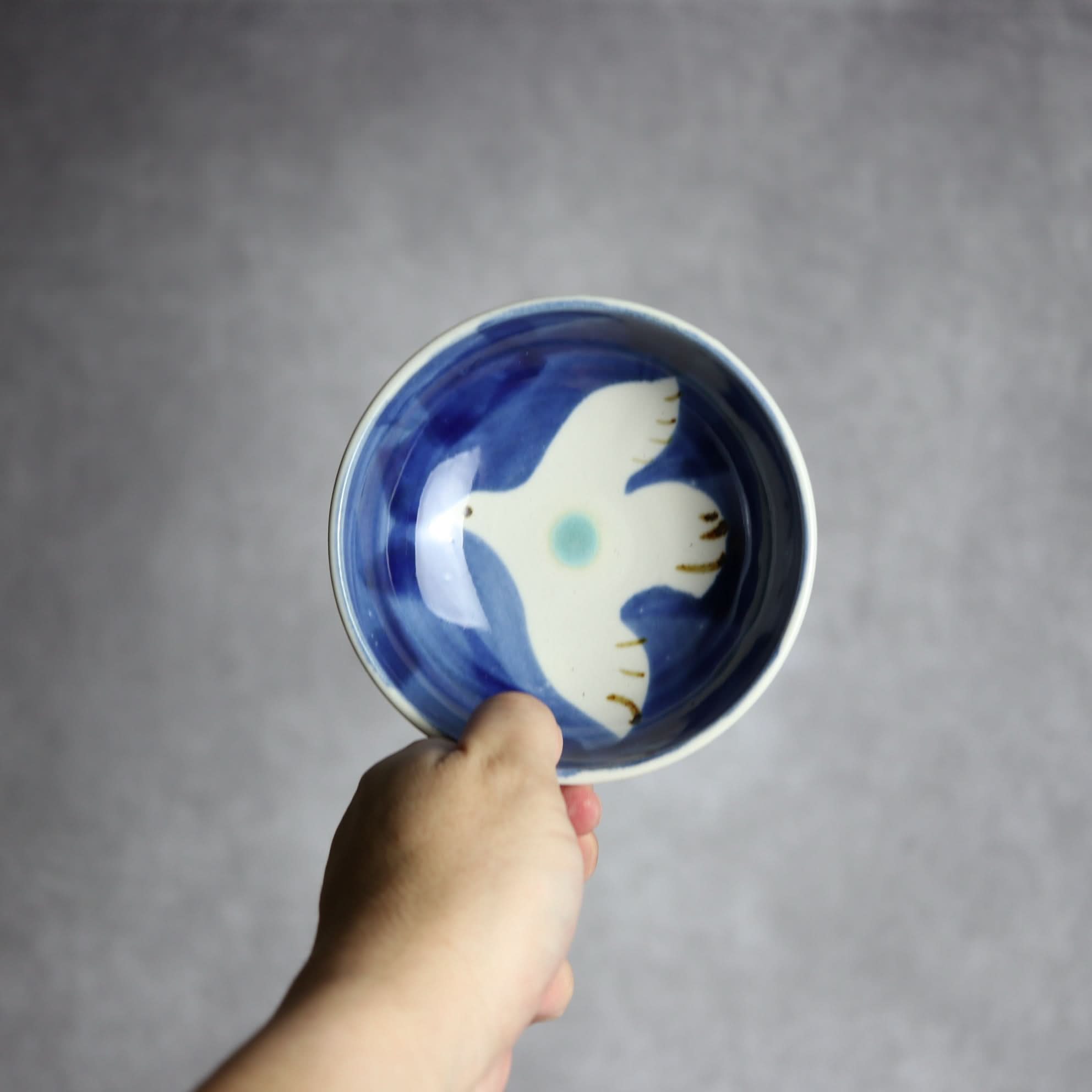 4寸鉢1 呉須釉 鳥 やちむん 陶器 拓美窯 やちむん 陶器.