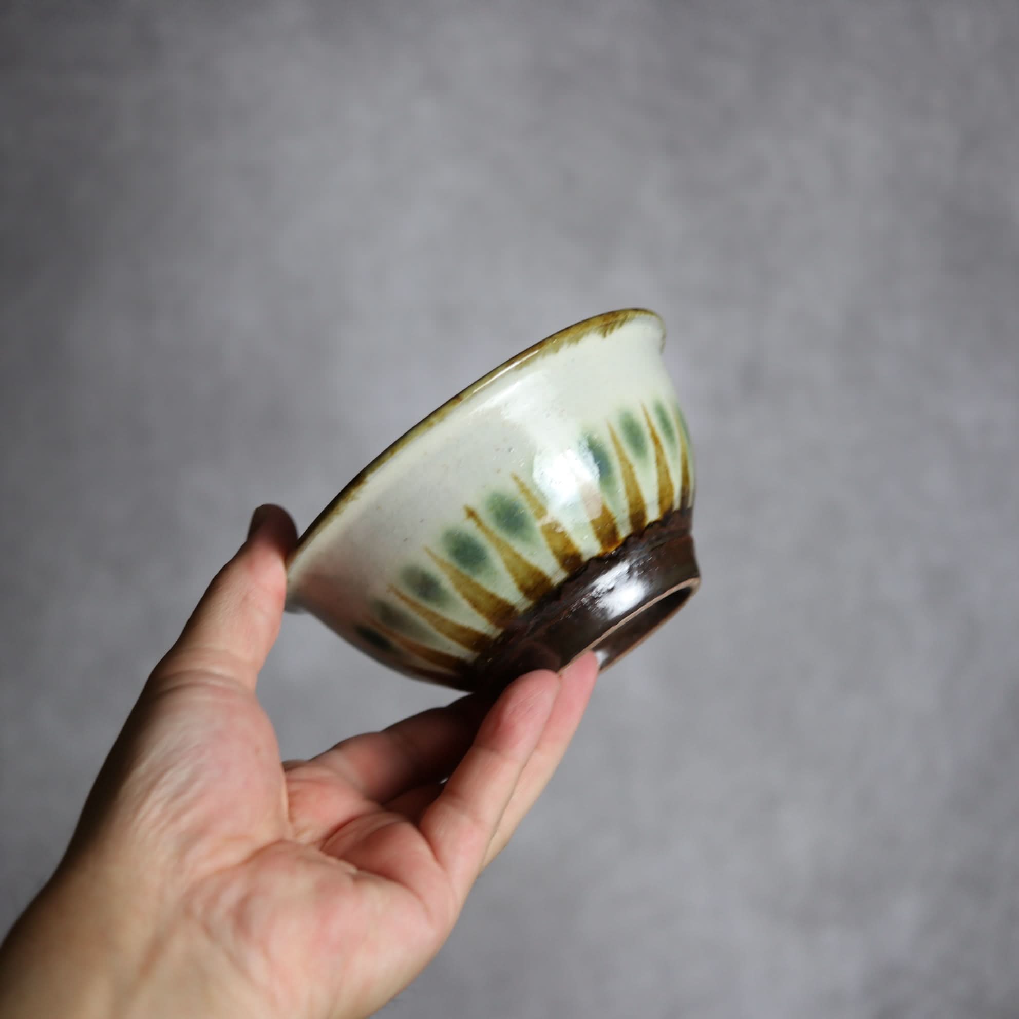 4寸マカイ2 三彩 線描 やちむん 陶器 やちむん工房 mug 陶器.