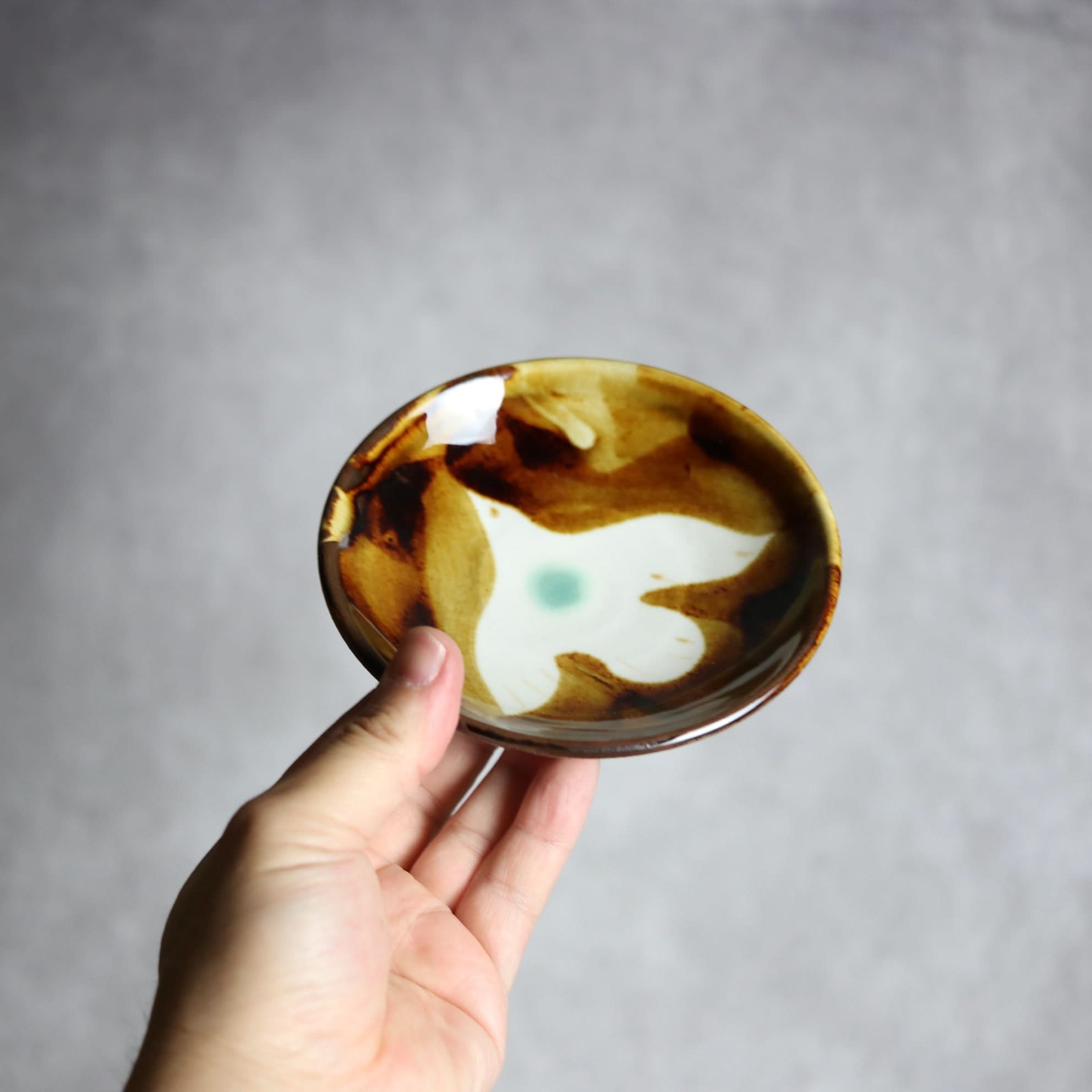 4寸皿1 飴釉 鳥 やちむん 陶器 拓美窯 やちむん 陶器.
