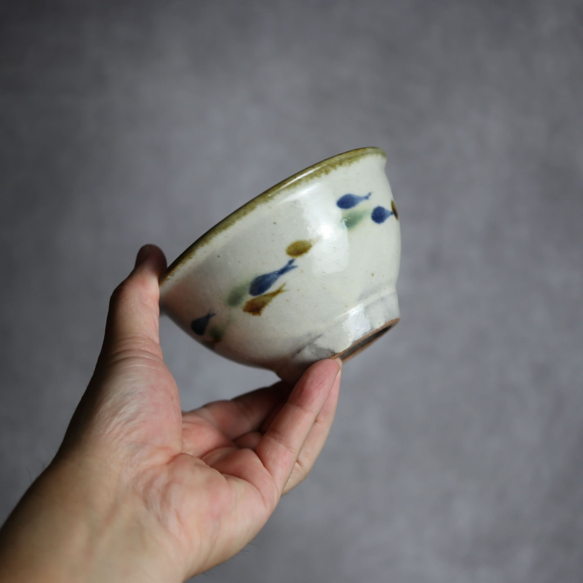 4寸マカイ1 三彩 魚 やちむん 陶器 やちむん工房 mug 陶器.