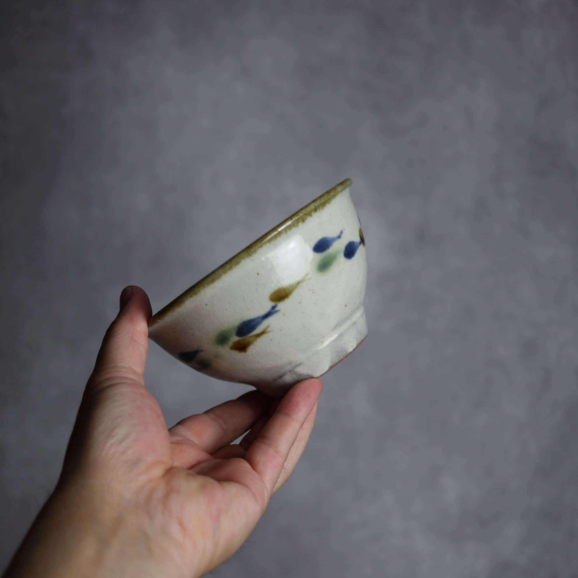 4寸マカイ1 三彩 魚 やちむん 陶器 やちむん工房 mug 陶器.