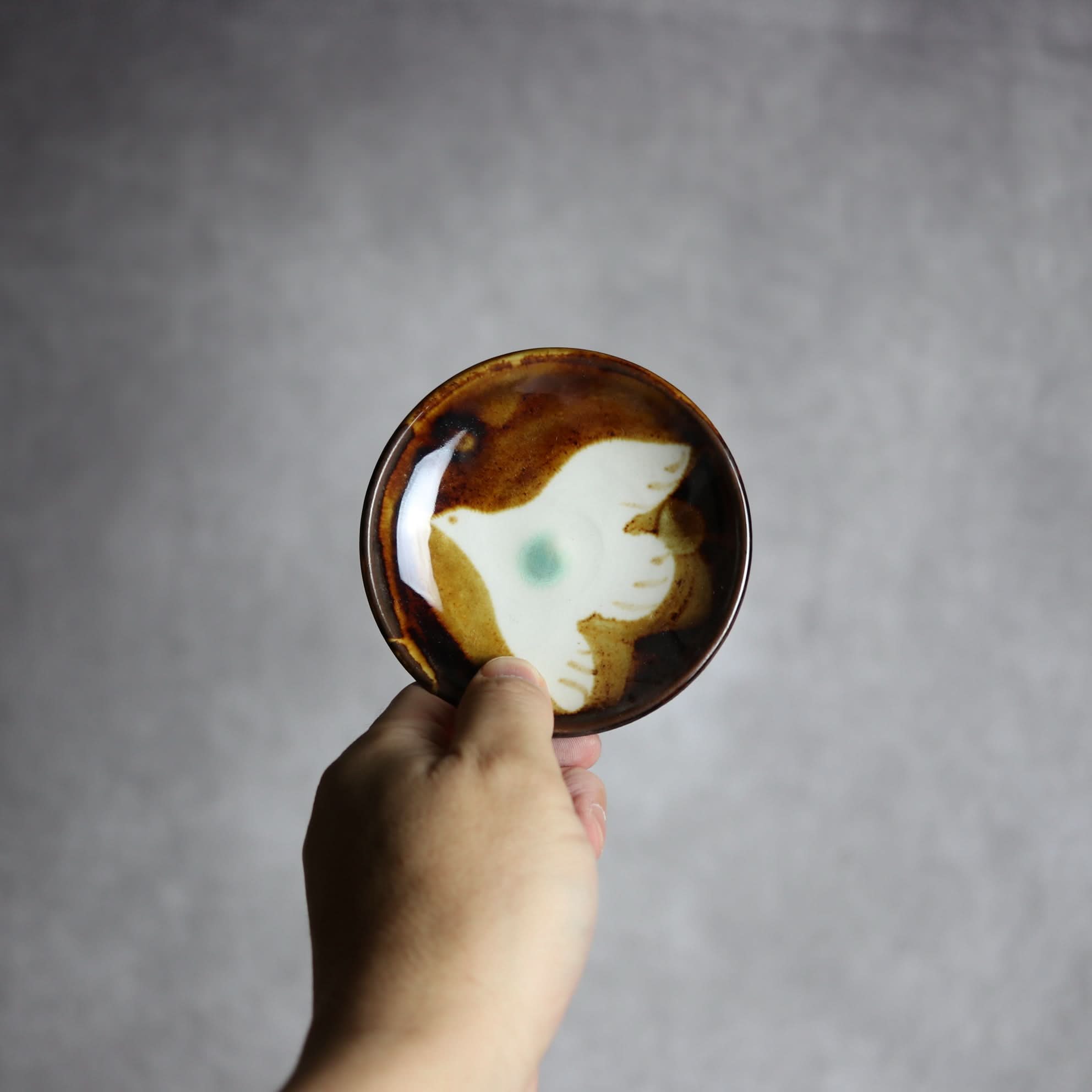 3寸皿1飴釉 鳥 やちむん 陶器 拓美窯 やちむん 陶器.