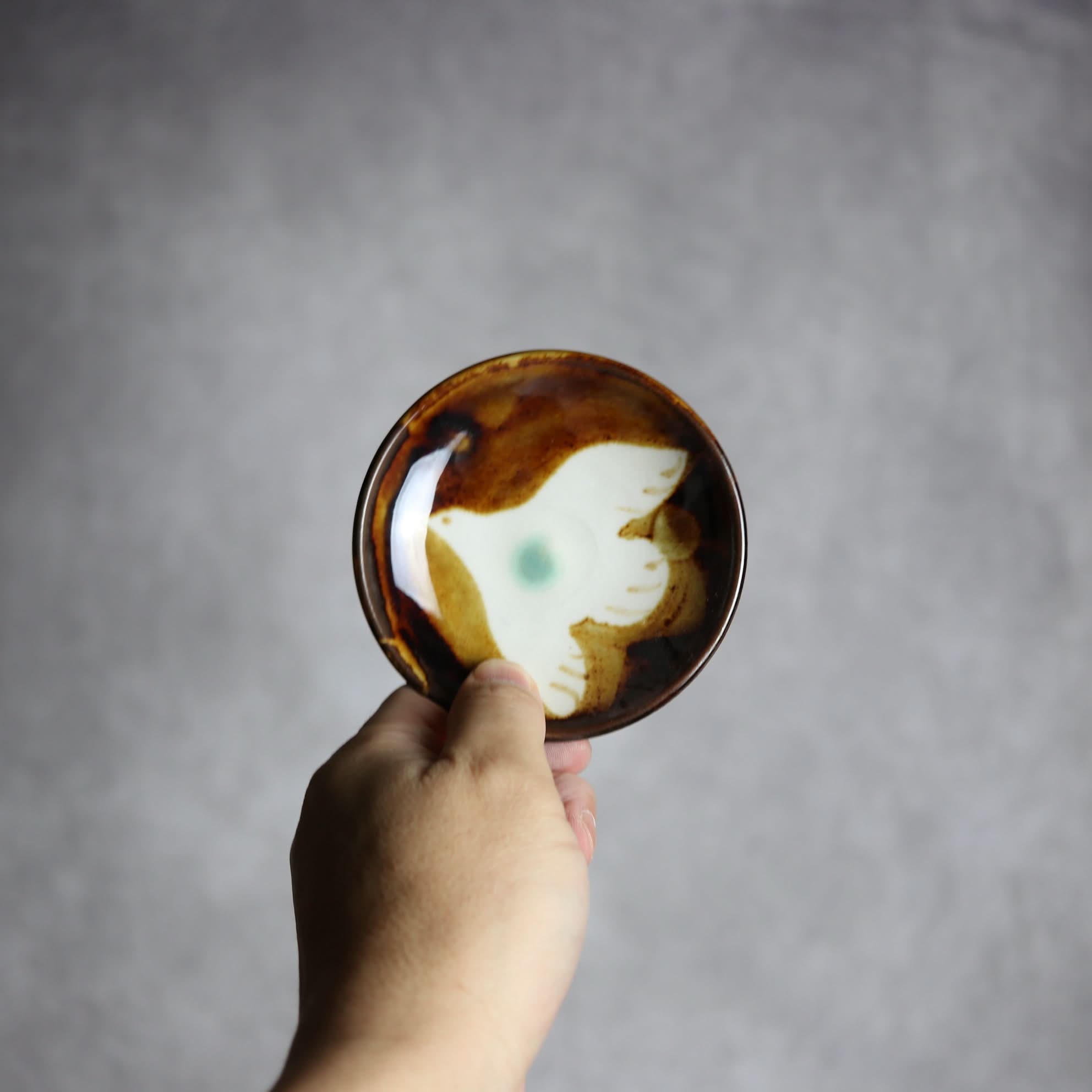 3寸皿1飴釉 鳥 やちむん 陶器 拓美窯 やちむん 陶器.