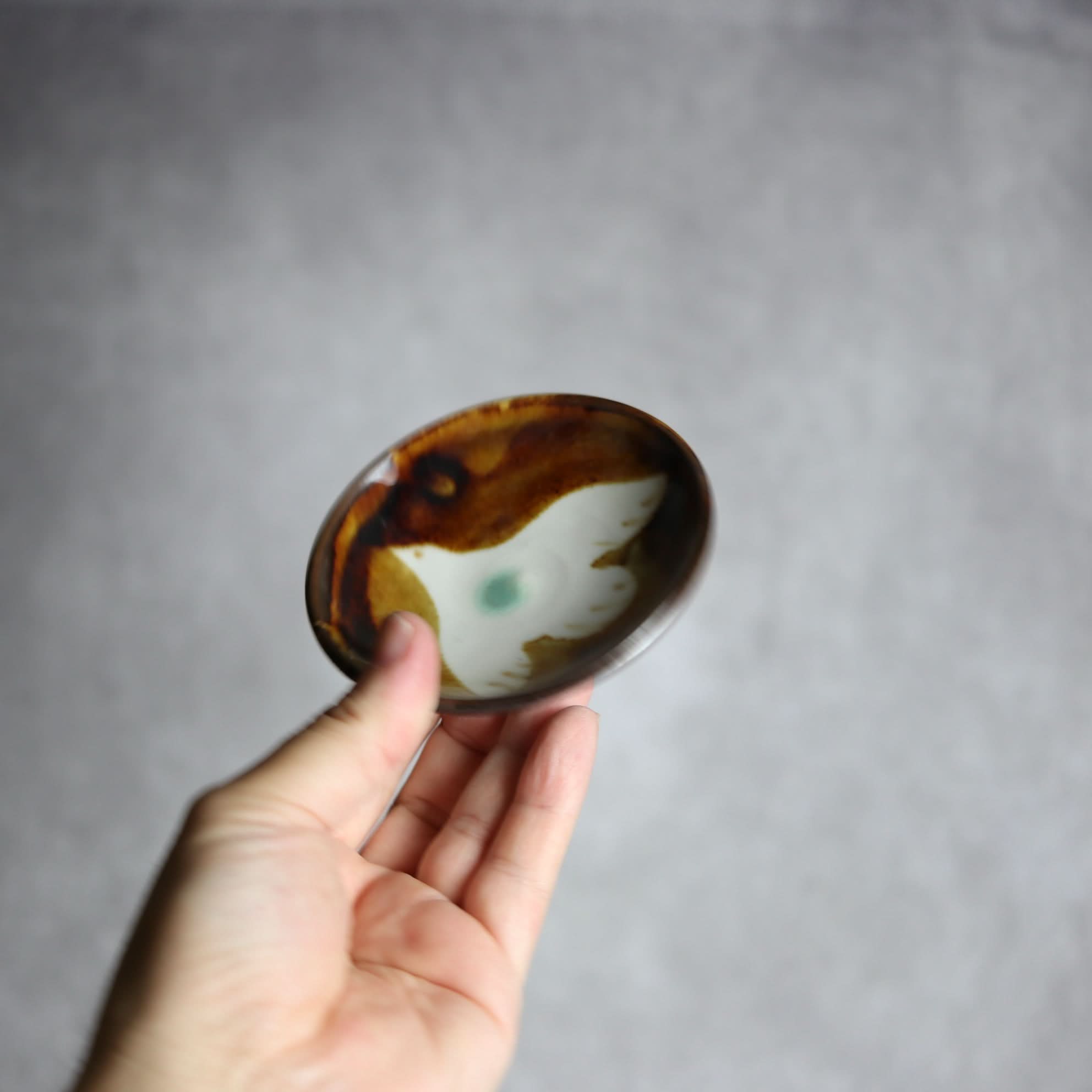 3寸皿1飴釉 鳥 やちむん 陶器 拓美窯 やちむん 陶器.