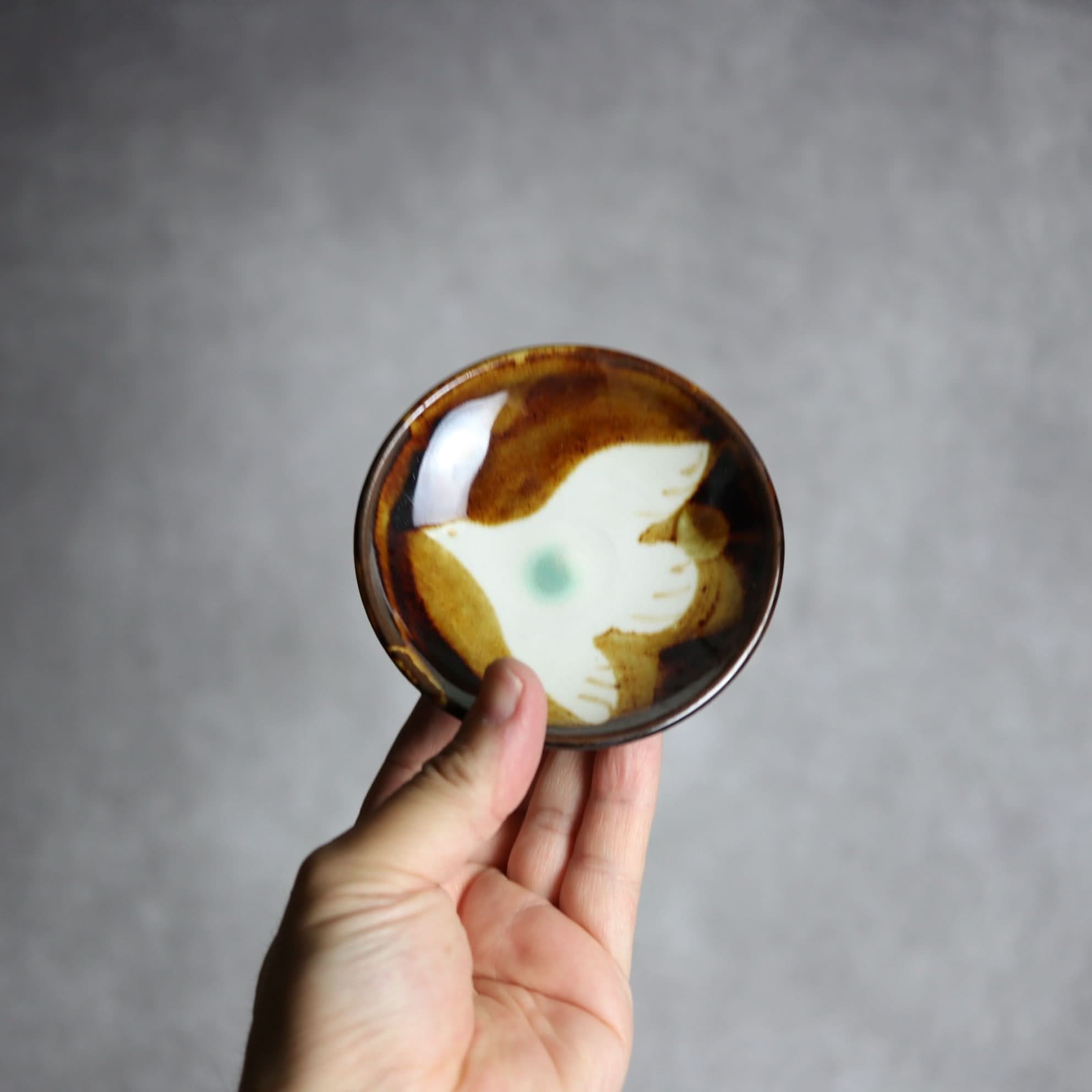 3寸皿1飴釉 鳥 やちむん 陶器 拓美窯 やちむん 陶器.