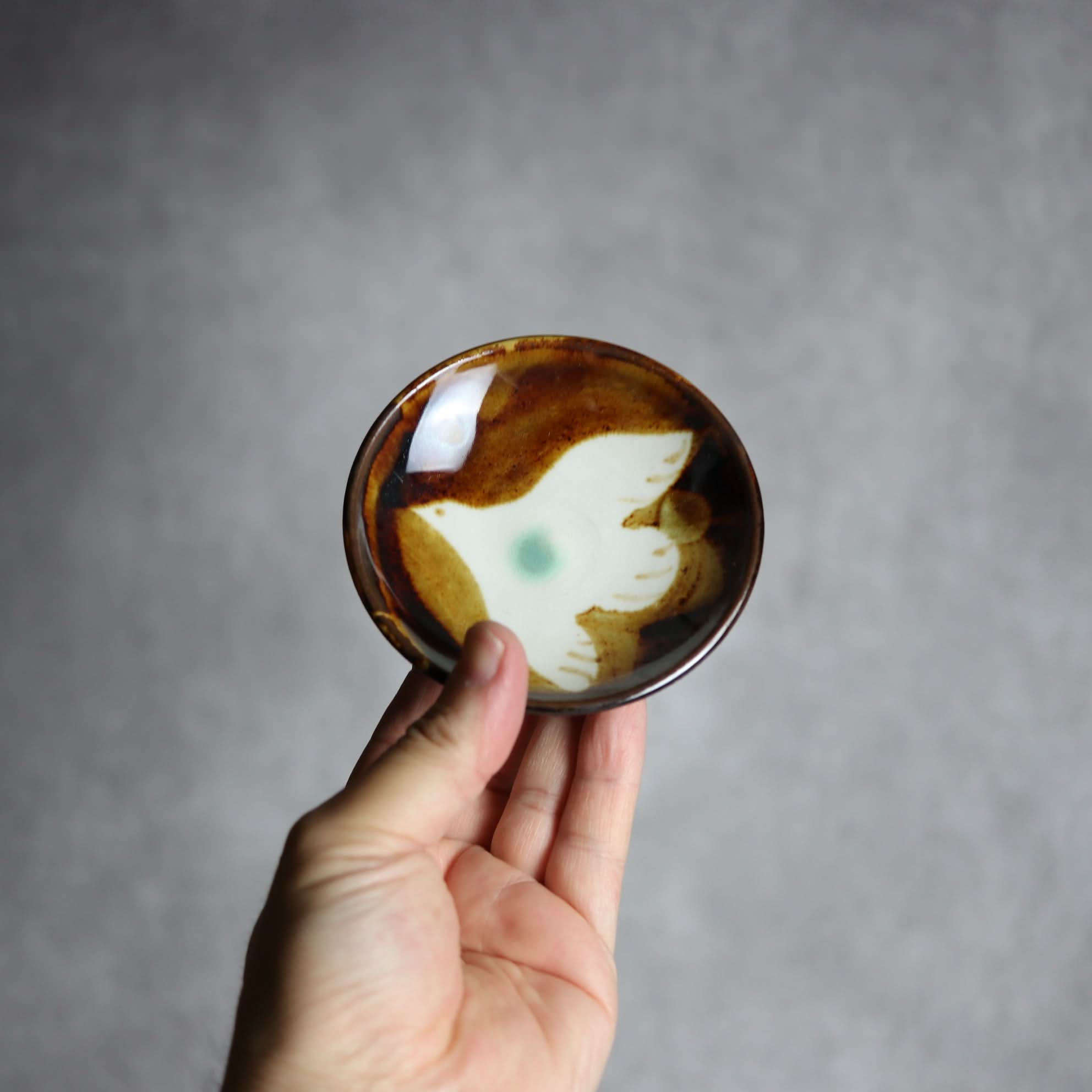 3寸皿1飴釉 鳥 やちむん 陶器 拓美窯 やちむん 陶器.