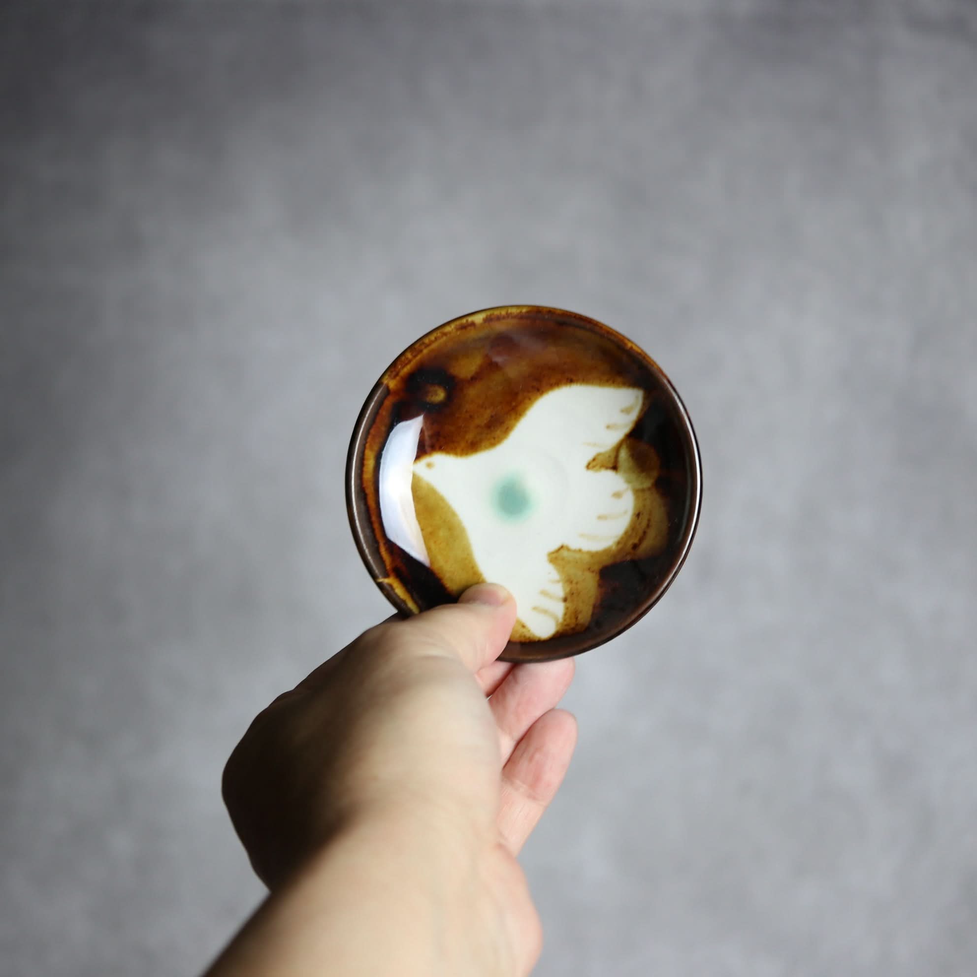 3寸皿1飴釉 鳥 やちむん 陶器 拓美窯 やちむん 陶器.