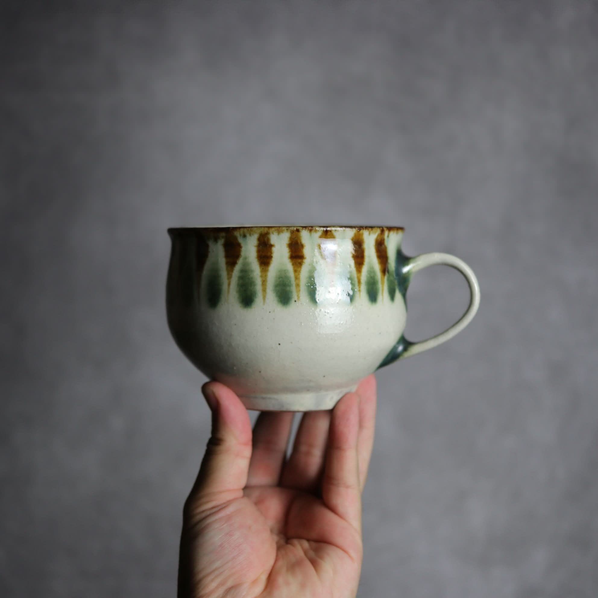 スープカップ1 三彩 線描 やちむん 陶器 やちむん工房 mug 陶器.