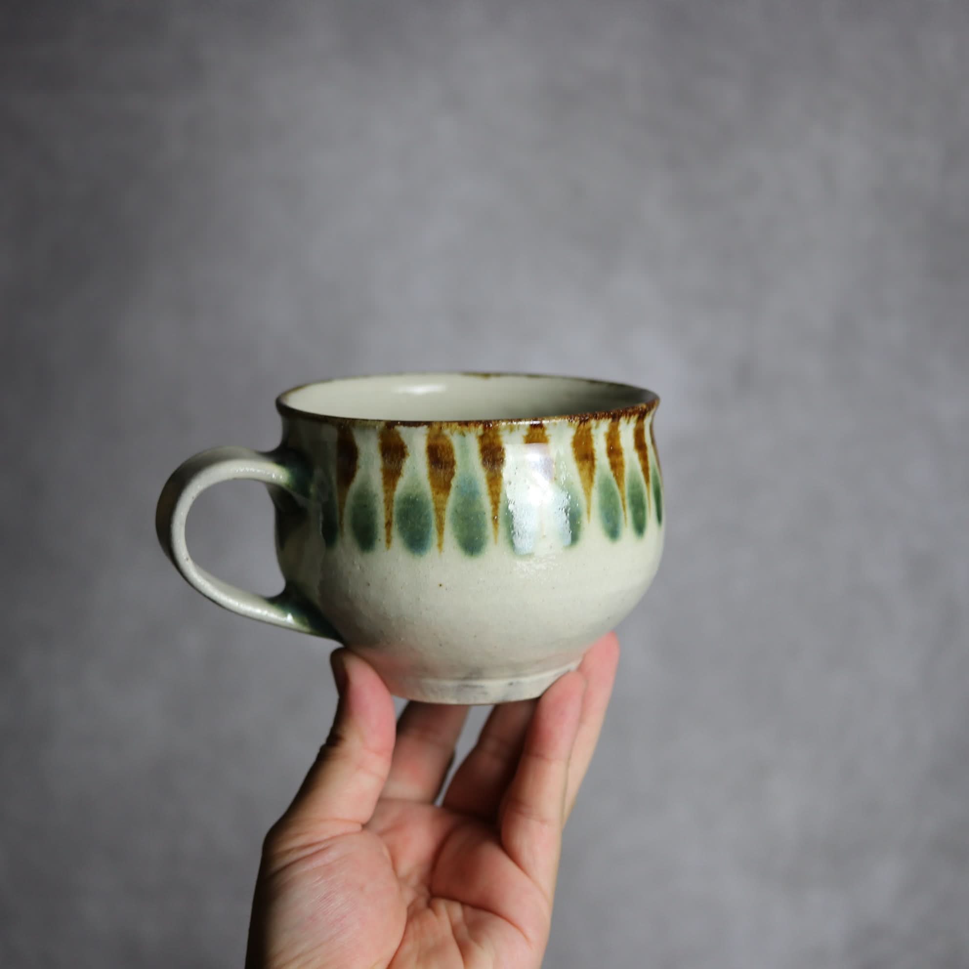 スープカップ1 三彩 線描 やちむん 陶器 やちむん工房 mug 陶器.