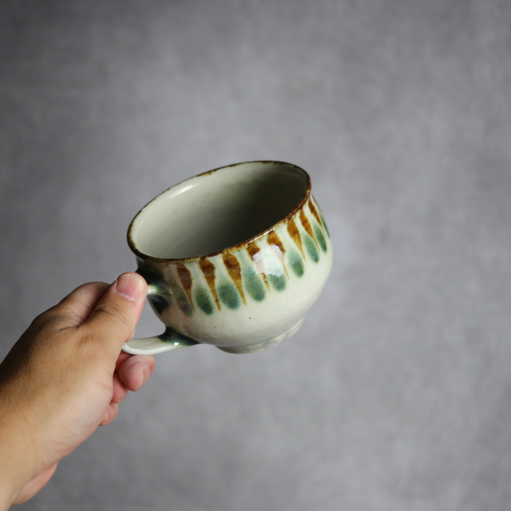 スープカップ1 三彩 線描 やちむん 陶器 やちむん工房 mug 陶器.