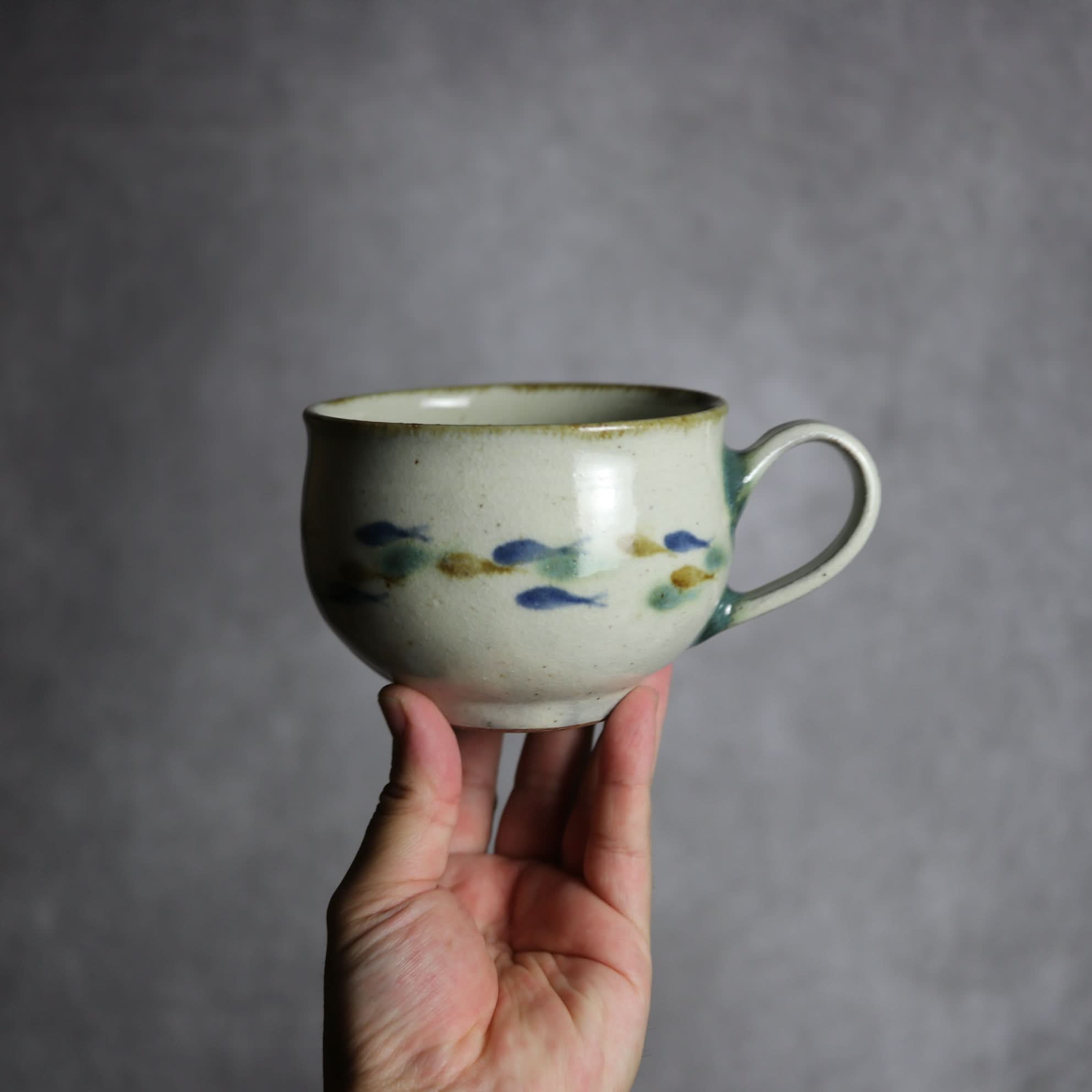 スープカップ1 三彩 魚 やちむん 陶器 やちむん工房 mug 陶器.