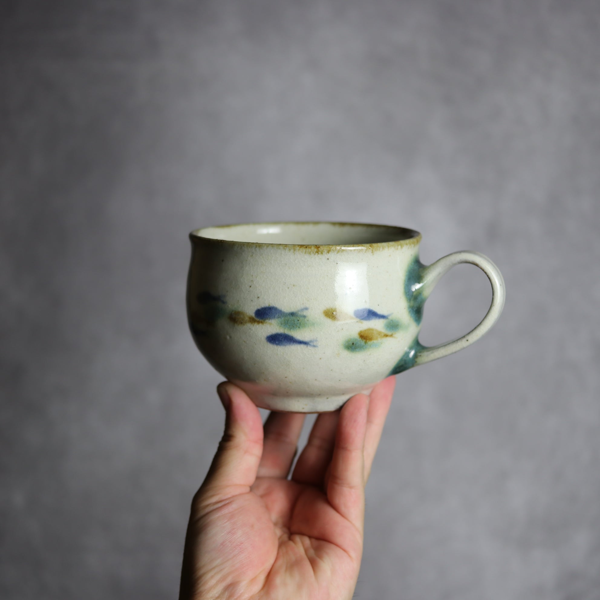 スープカップ1 三彩 魚 やちむん 陶器 やちむん工房 mug