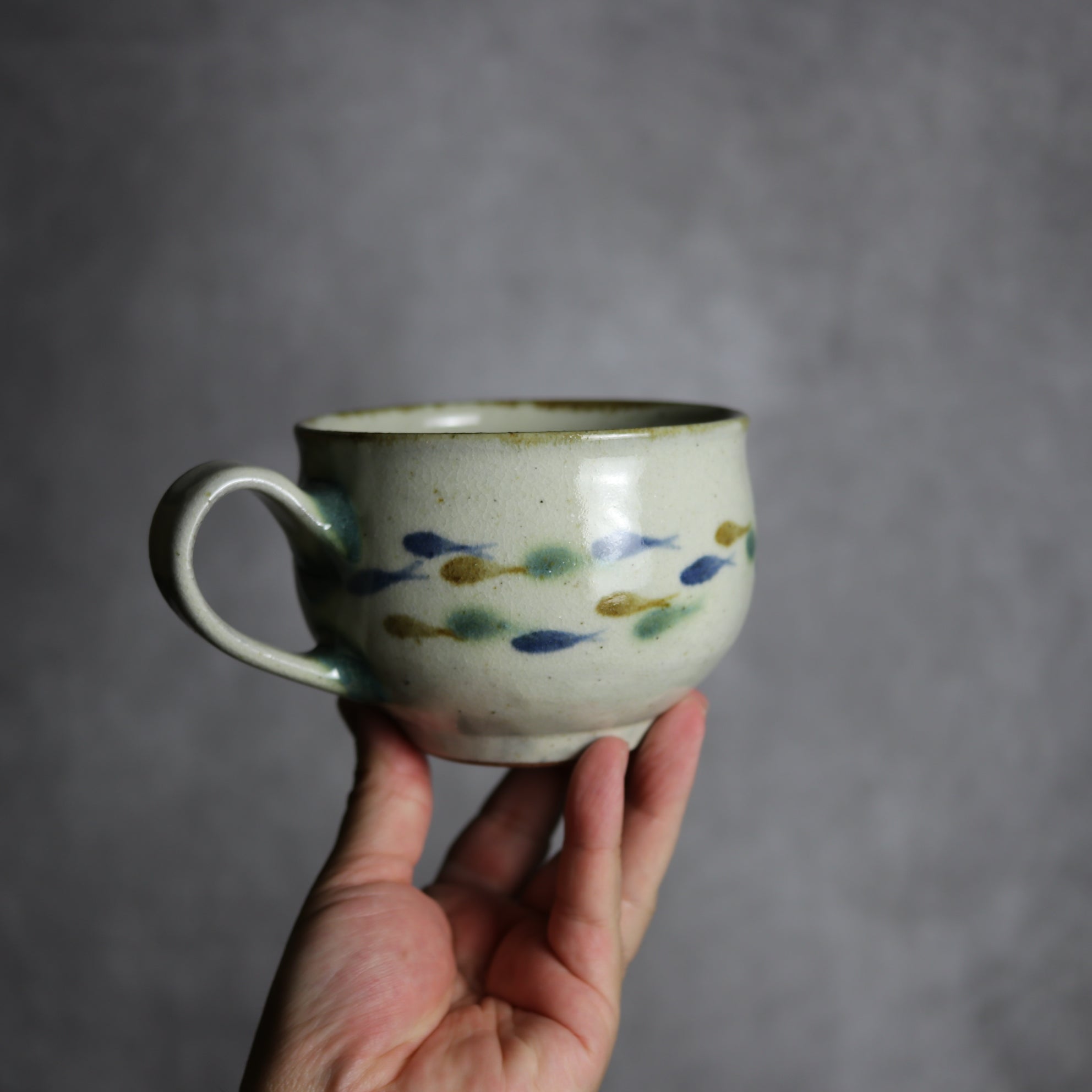 スープカップ1 三彩 魚 やちむん 陶器 やちむん工房 mug