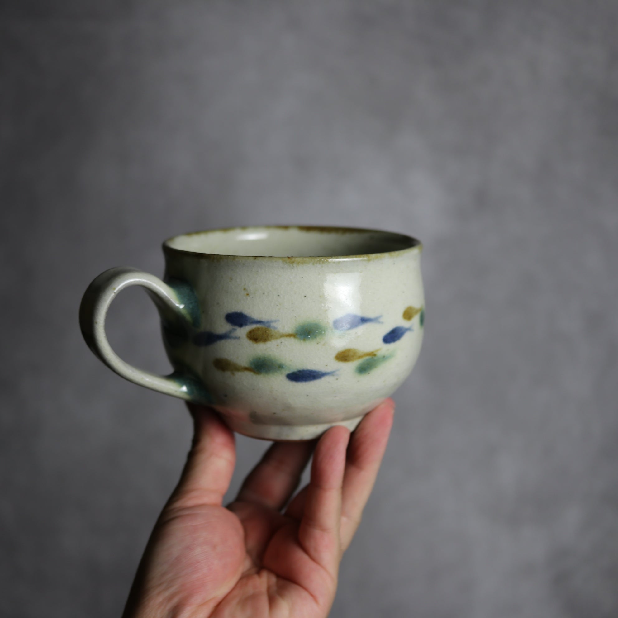 スープカップ1 三彩 魚 やちむん 陶器 やちむん工房 mug