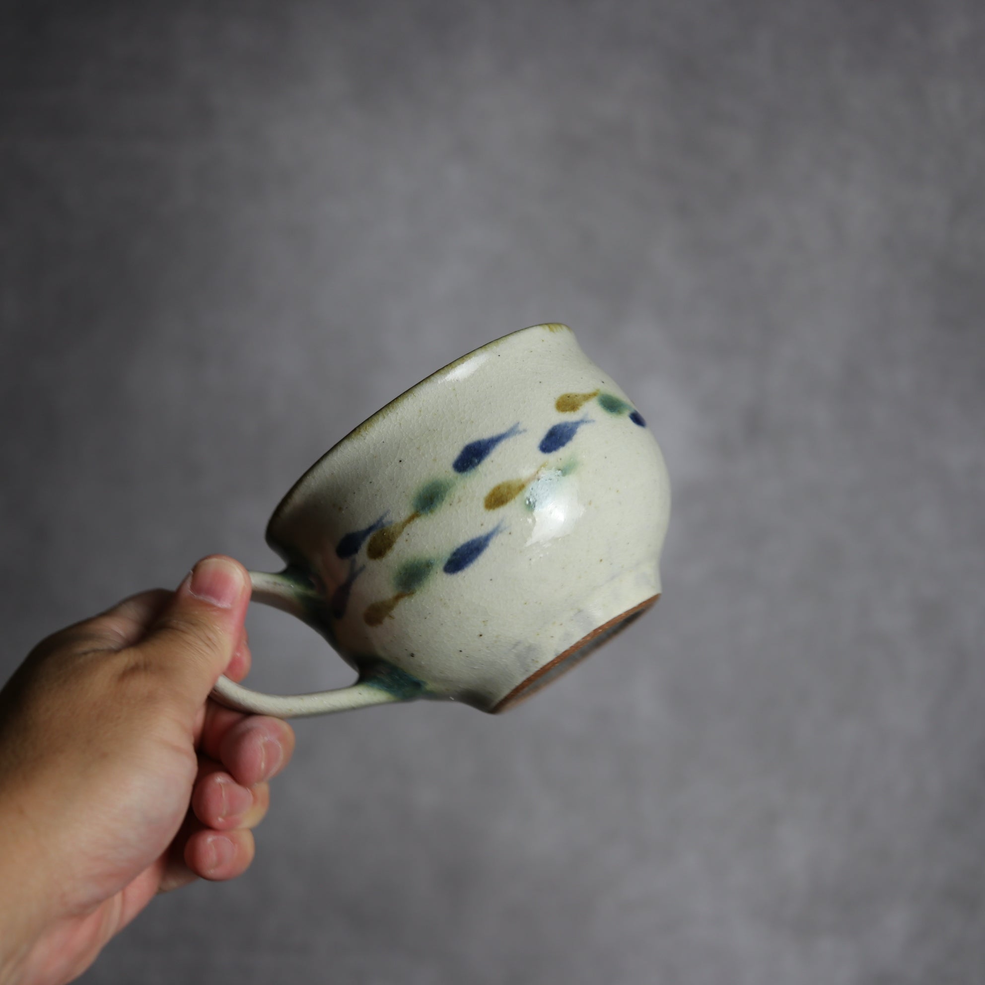 スープカップ1 三彩 魚 やちむん 陶器 やちむん工房 mug