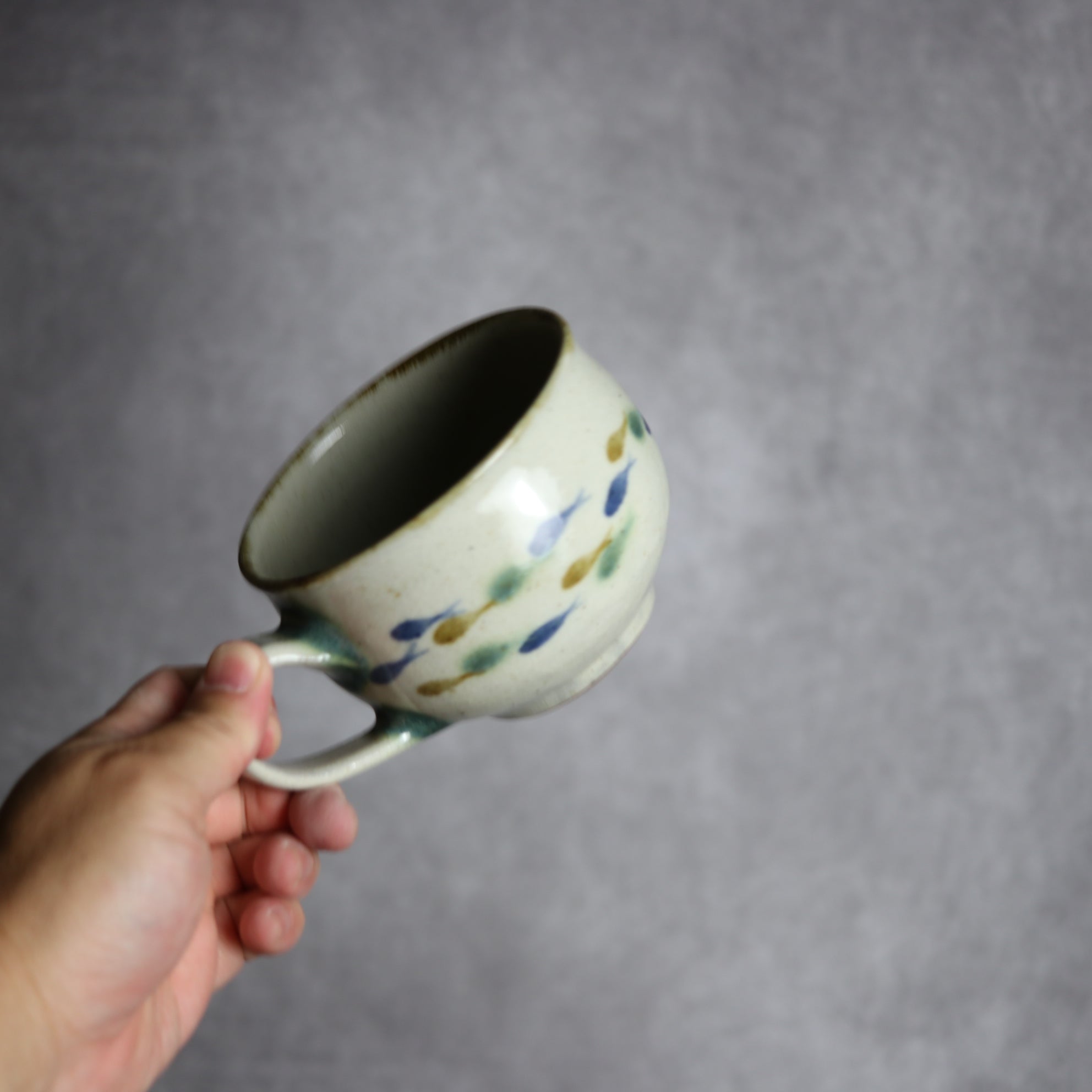 スープカップ1 三彩 魚 やちむん 陶器 やちむん工房 mug