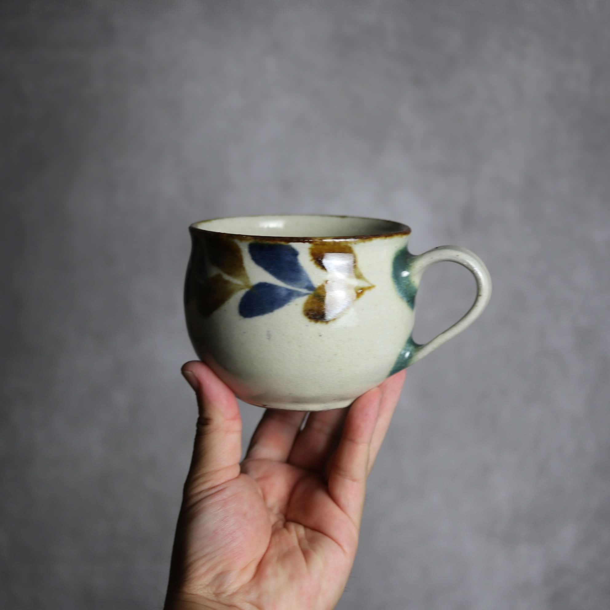 スープカップ1 飴 呉須釉 双葉 やちむん 陶器 やちむん工房 mug 陶器.