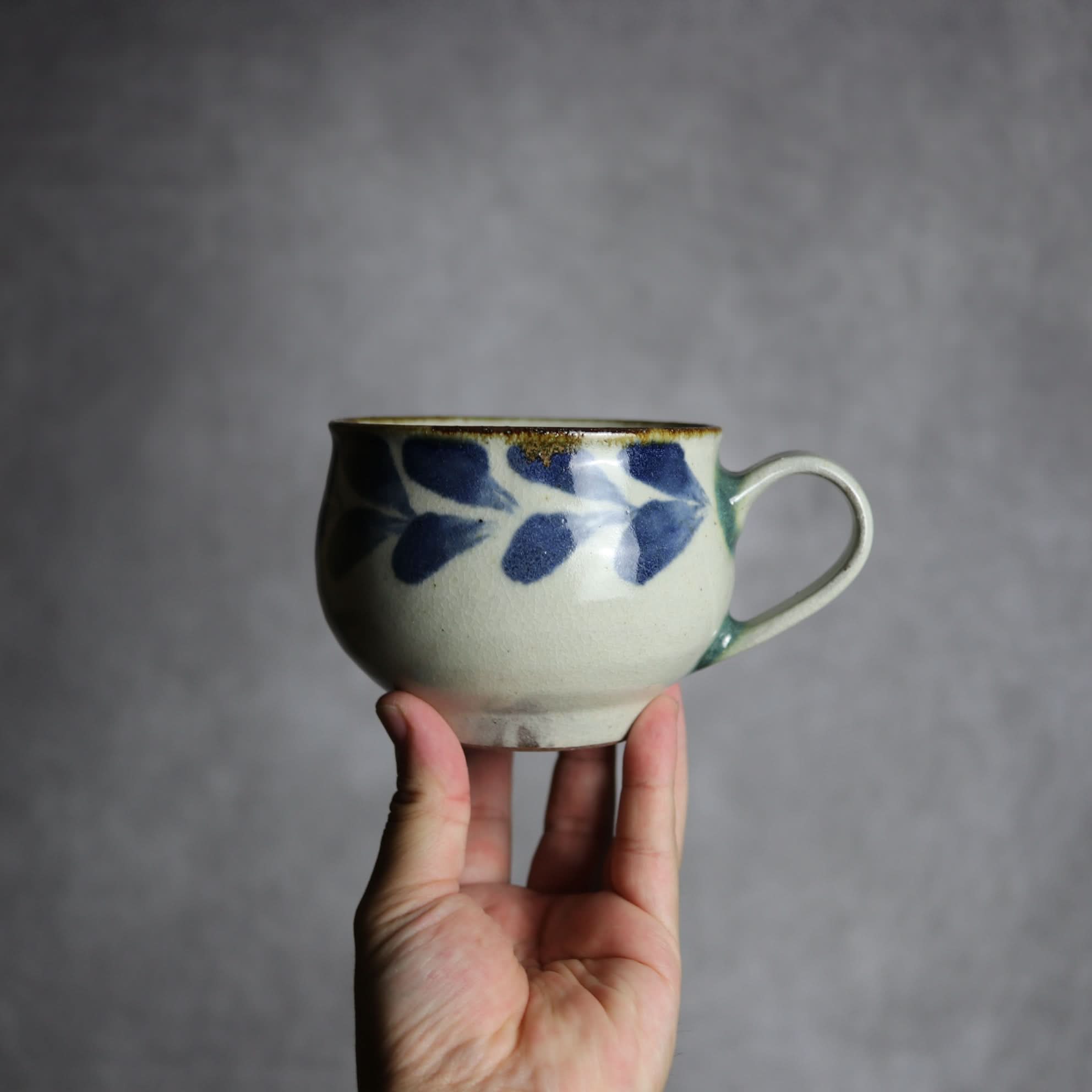 スープカップ1 呉須釉 双葉 やちむん 陶器 やちむん工房 mug 陶器.