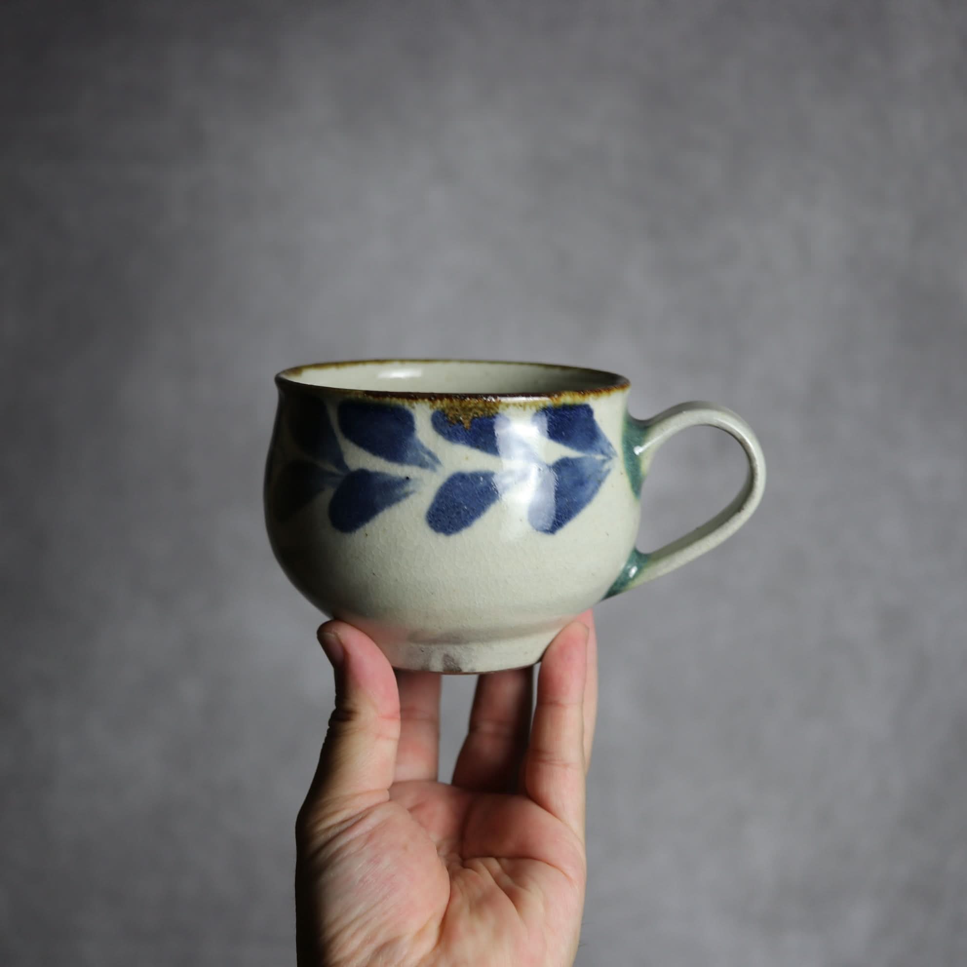 スープカップ1 呉須釉 双葉 やちむん 陶器 やちむん工房 mug 陶器.