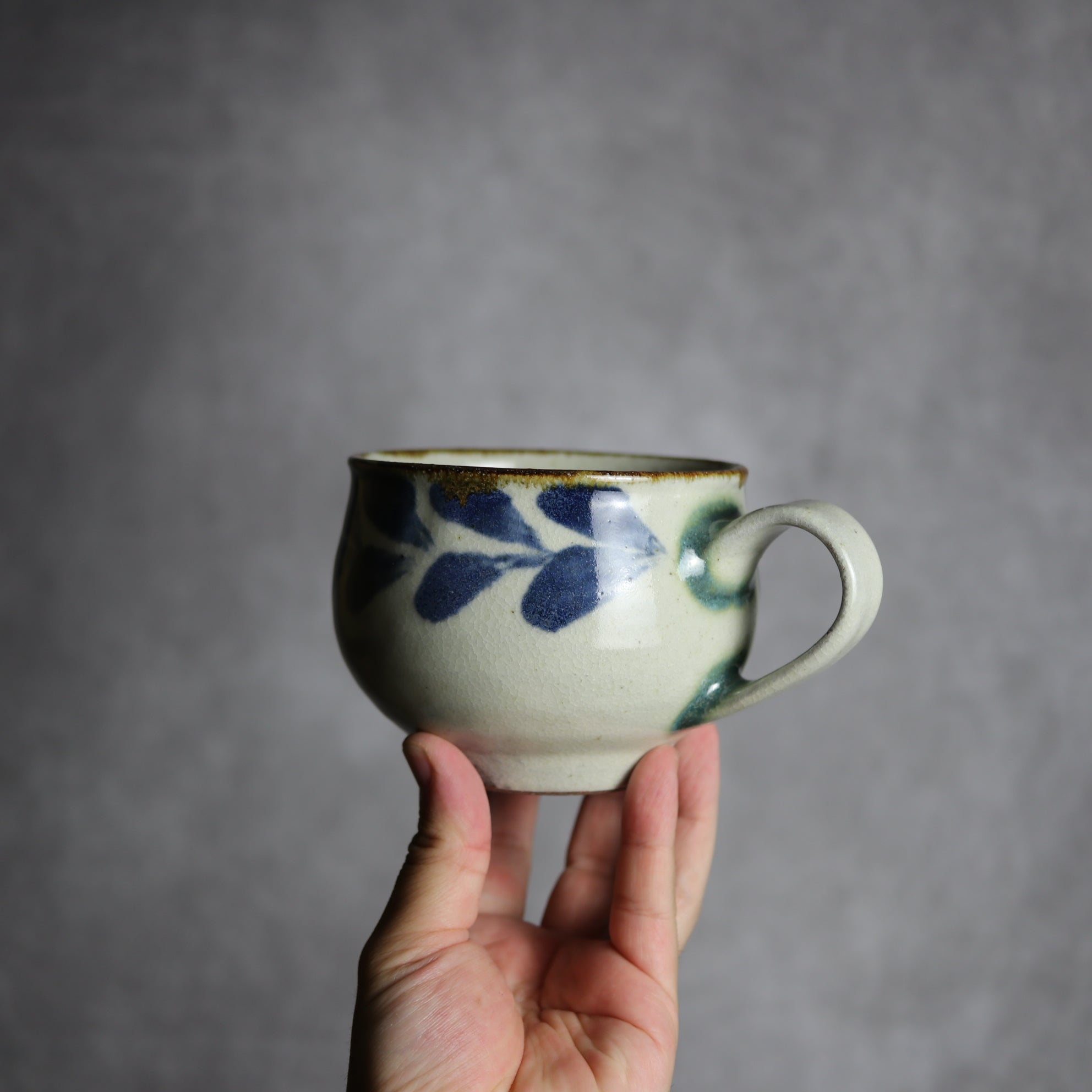 スープカップ1 呉須釉 双葉 やちむん 陶器 やちむん工房 mug