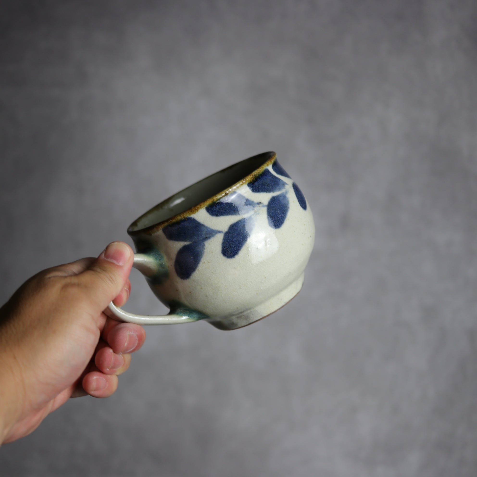 スープカップ1 呉須釉 双葉 やちむん 陶器 やちむん工房 mug