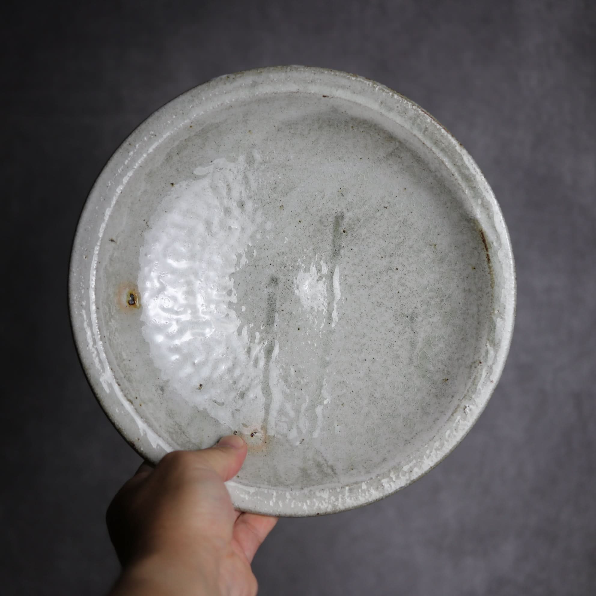 8寸リム丸皿1 白 やちむん 陶器 森製陶所 やちむん 陶器.