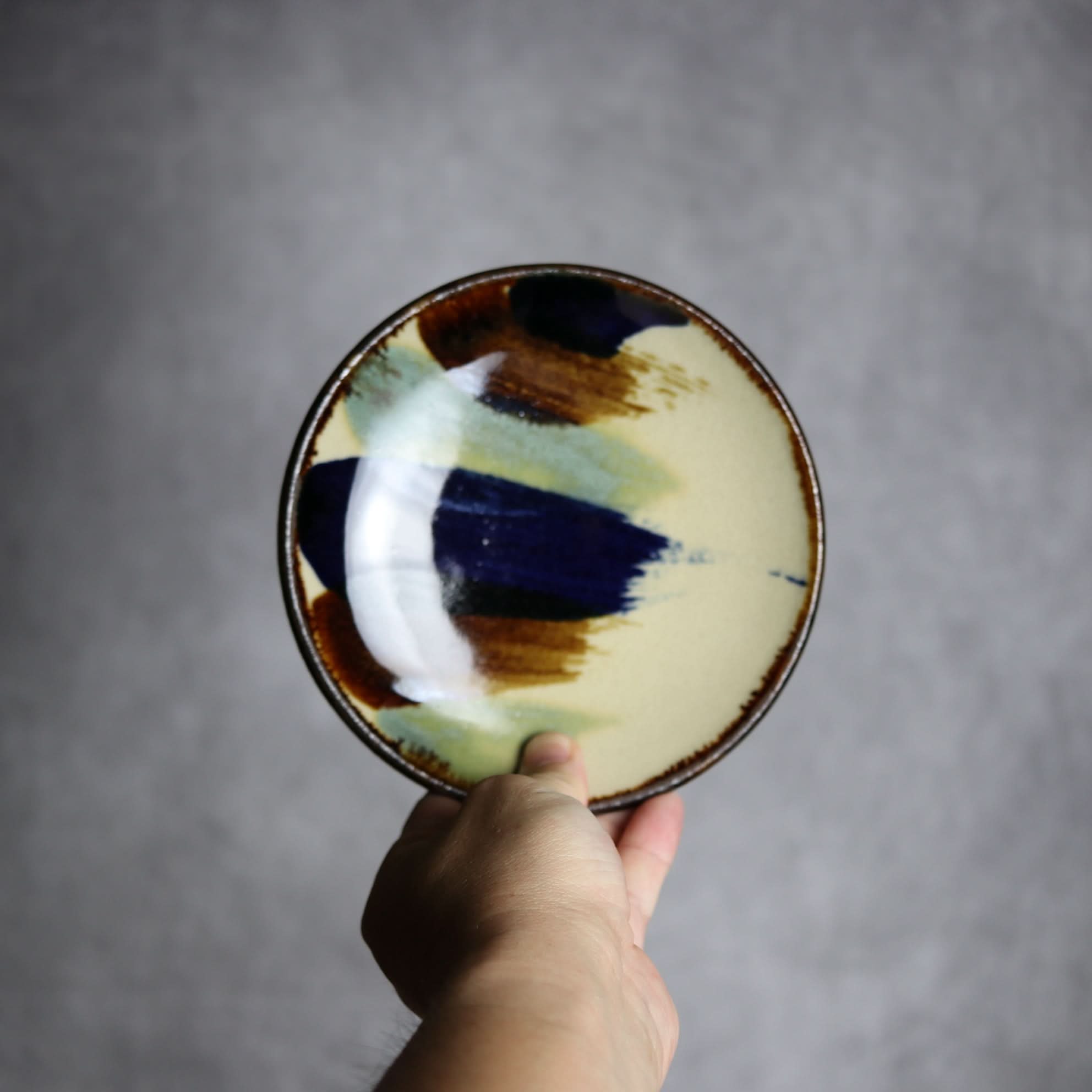 5寸皿1 ライン紋 やちむん 陶器 エドメ陶房 やちむん 陶器.